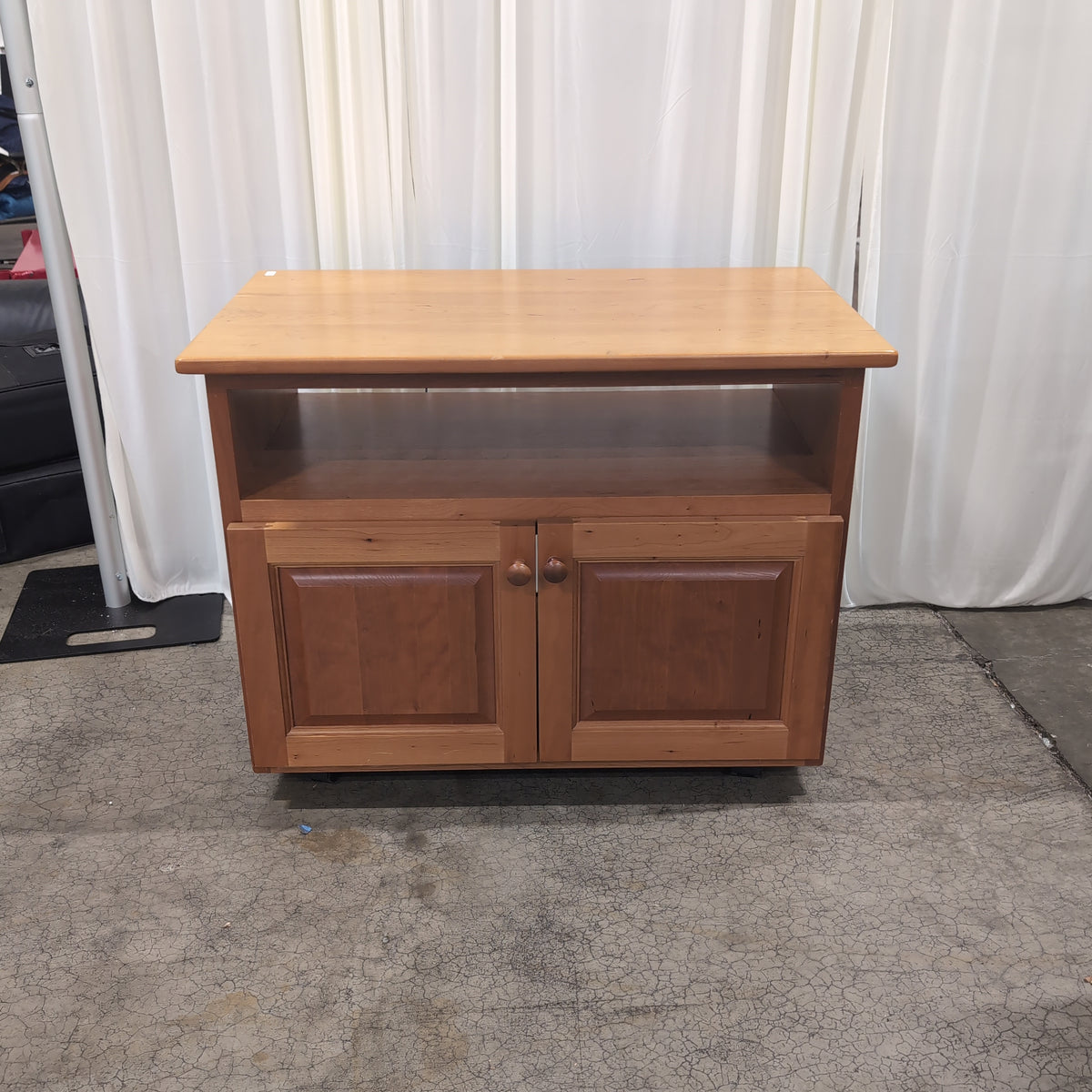 Two-Tone Wood TV Stand with Cabinet Doors