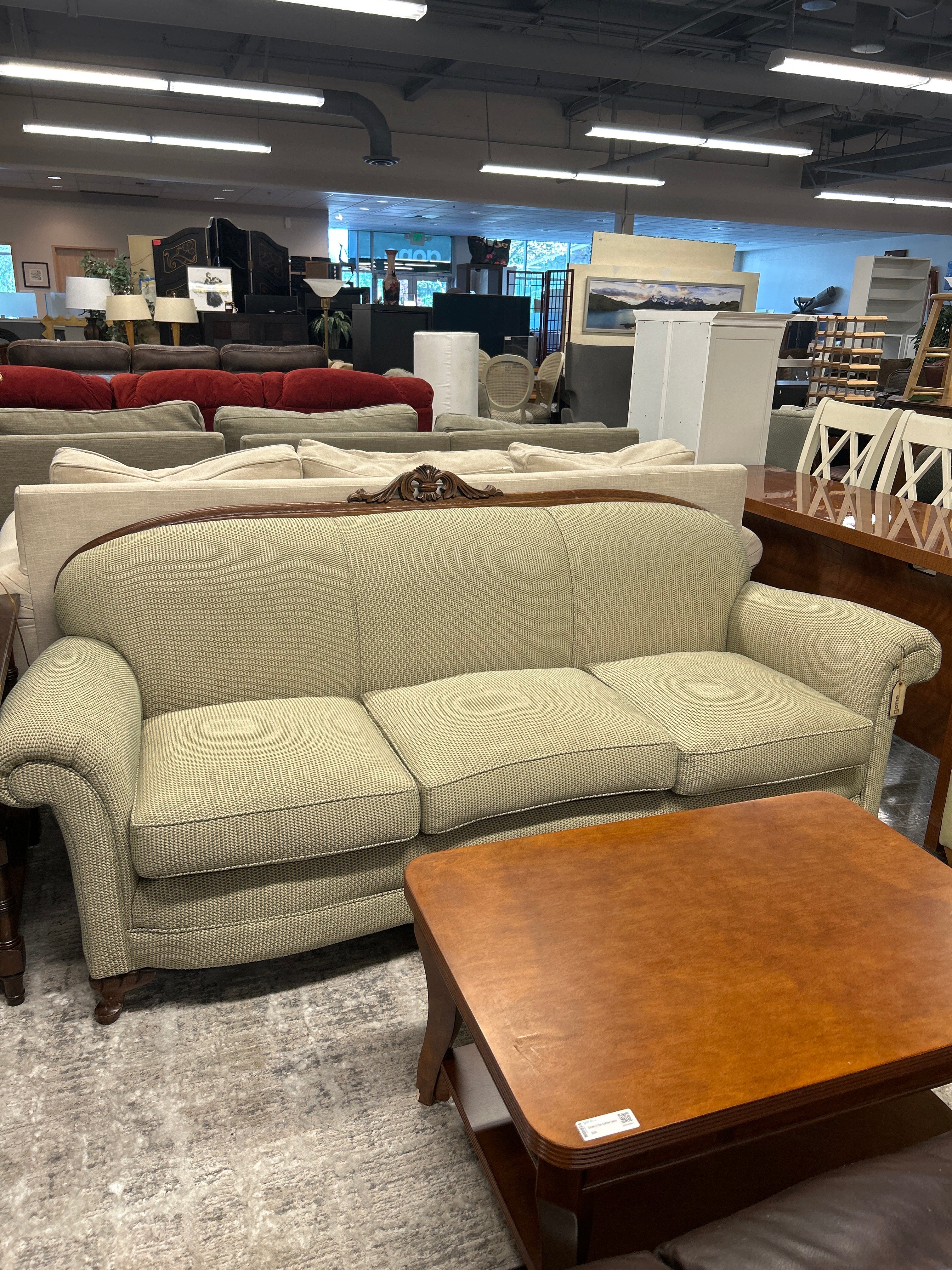 Custom Made Designer Couch With Wood Trim