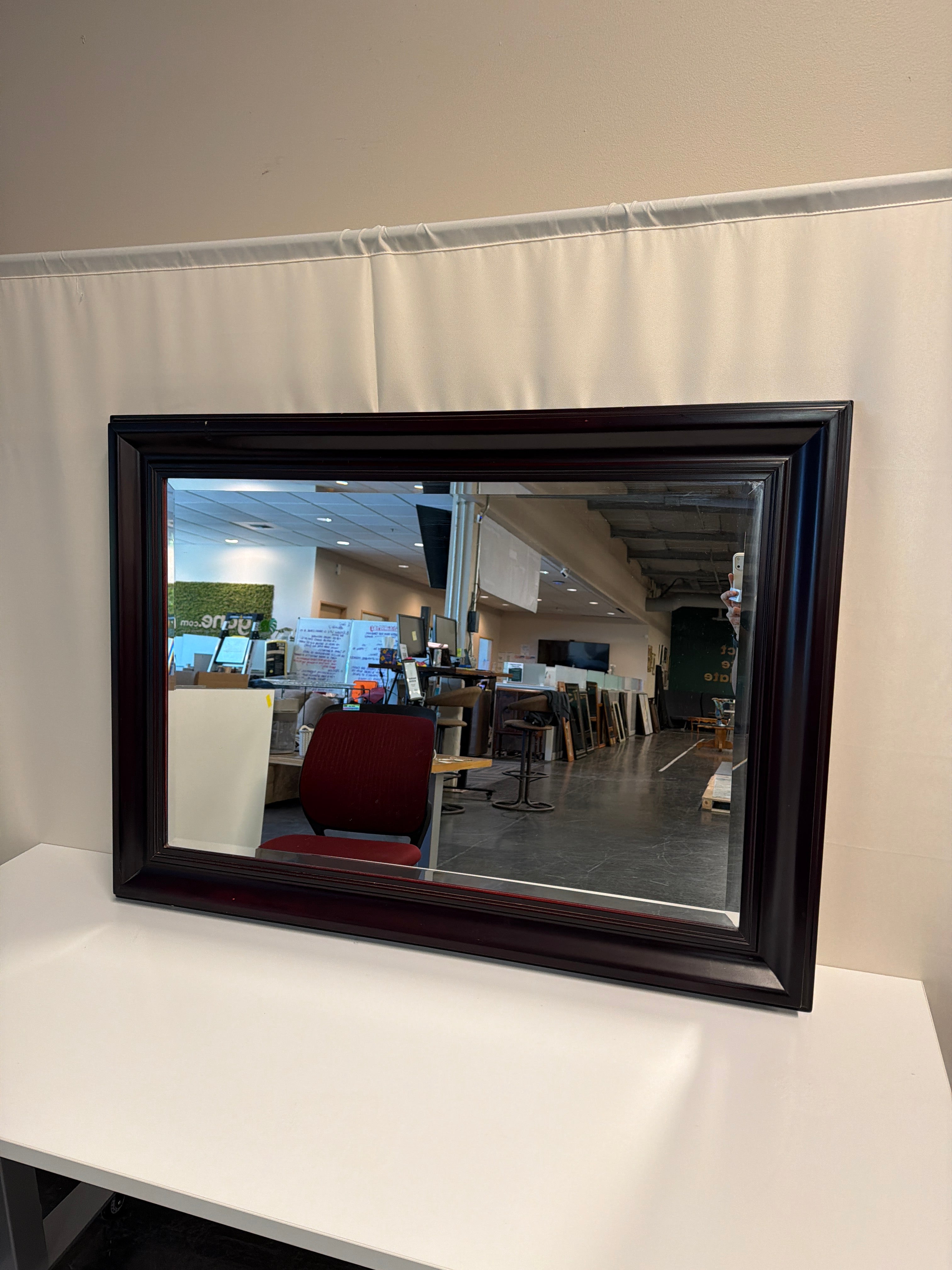 Rich Burgundy Real Wood Framed Accent Mirror