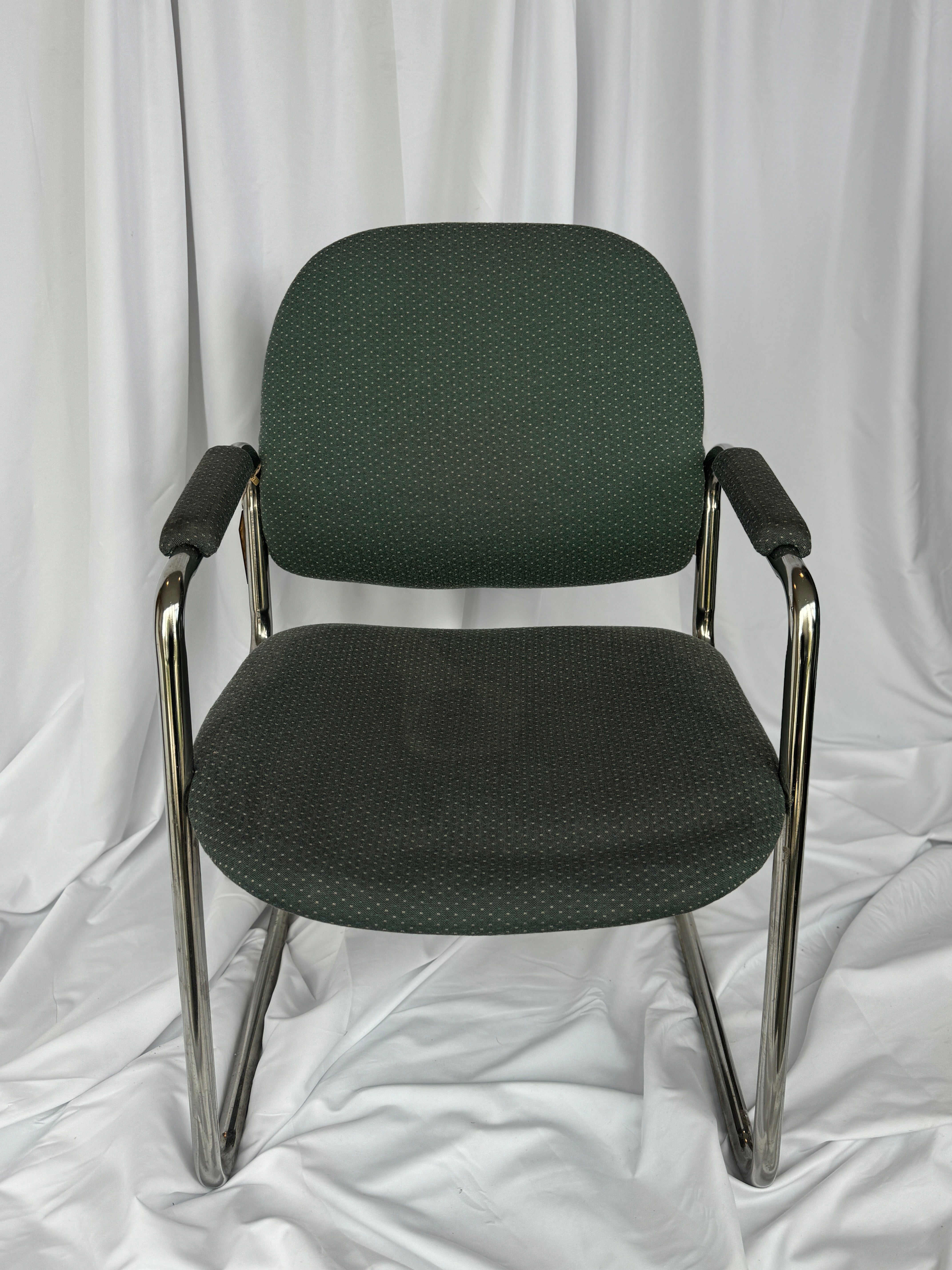 Set of 3 - MCM Blue Chair with Blue/Green Fabric