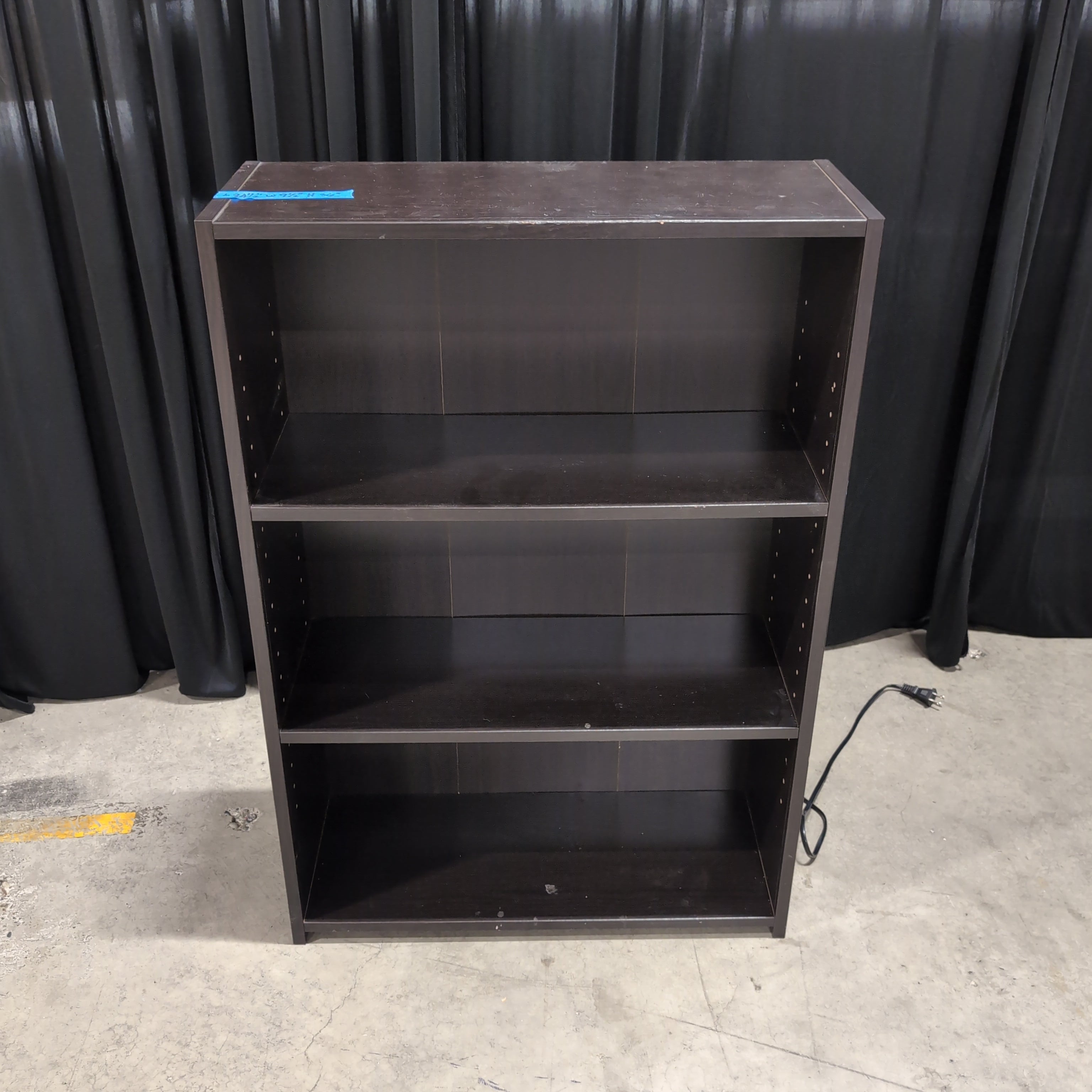 Dark Brown Three-Shelf Bookcase with Adjustable Shelves