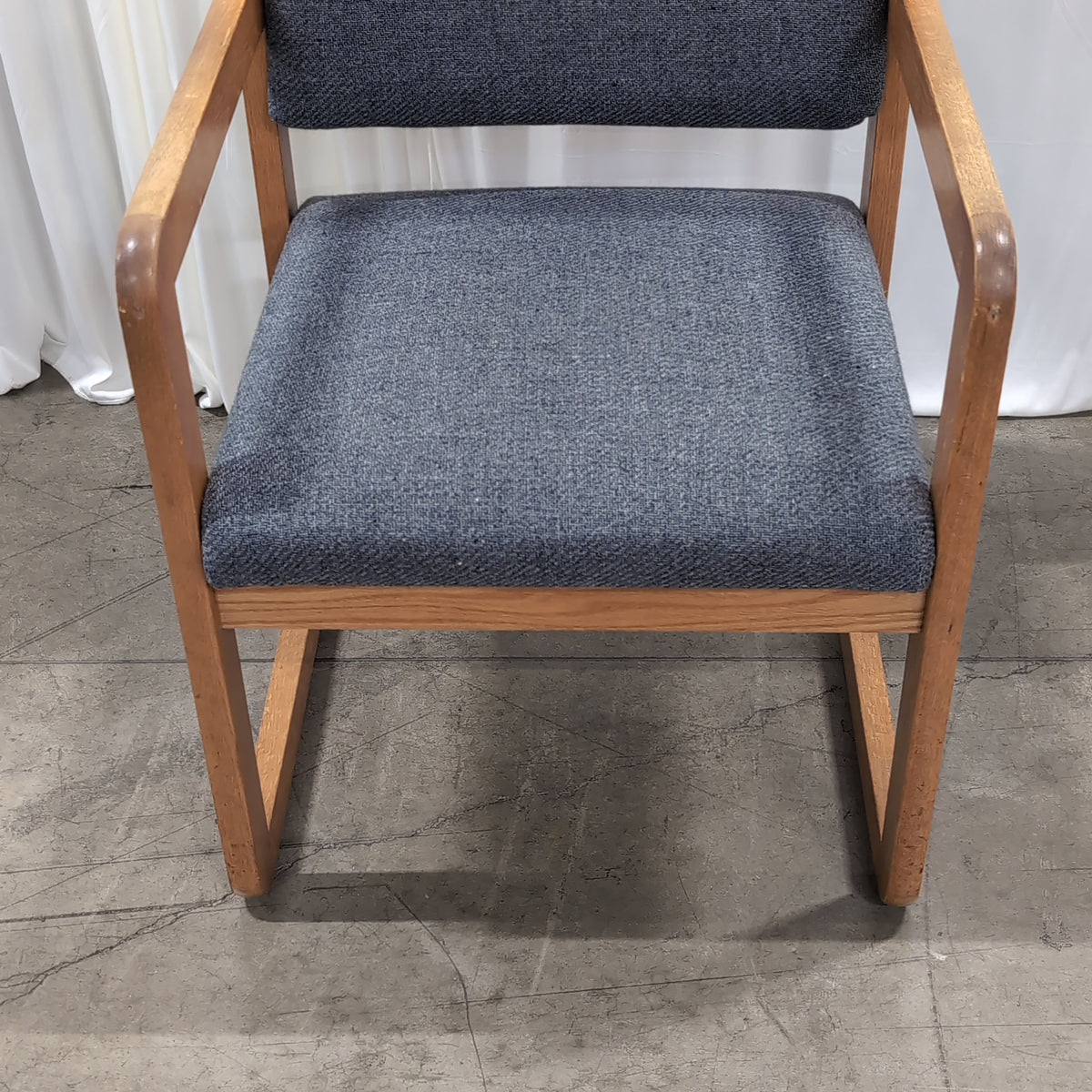 Wood Frame Dark Gray Upholstered Arm Chair