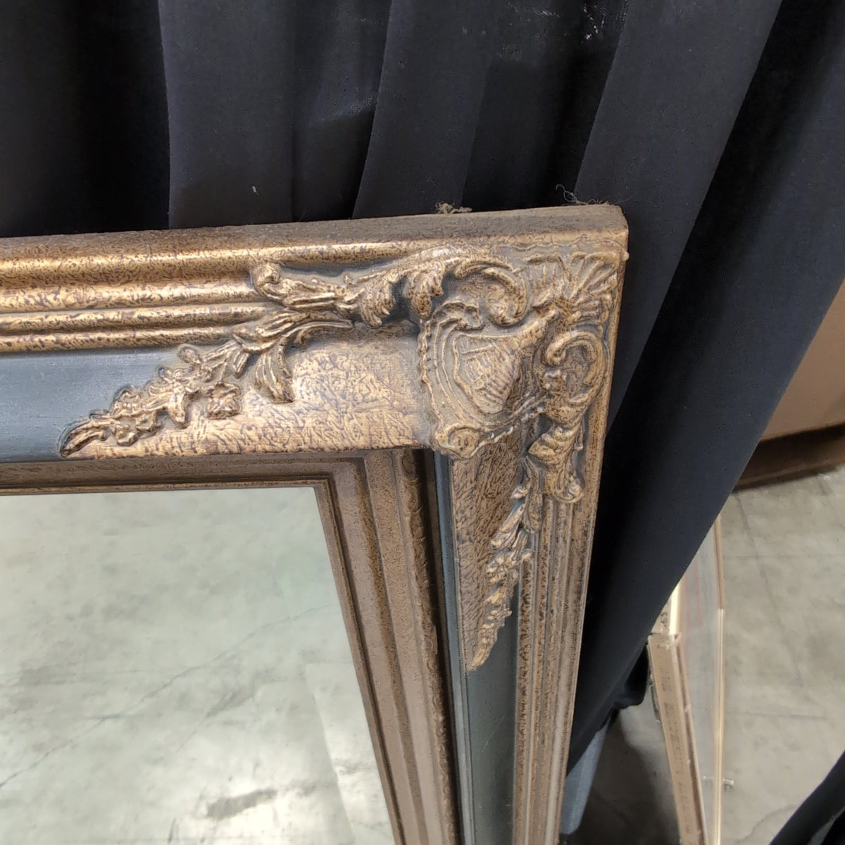 Ornate Gold Hardwood Rectangular Mirror