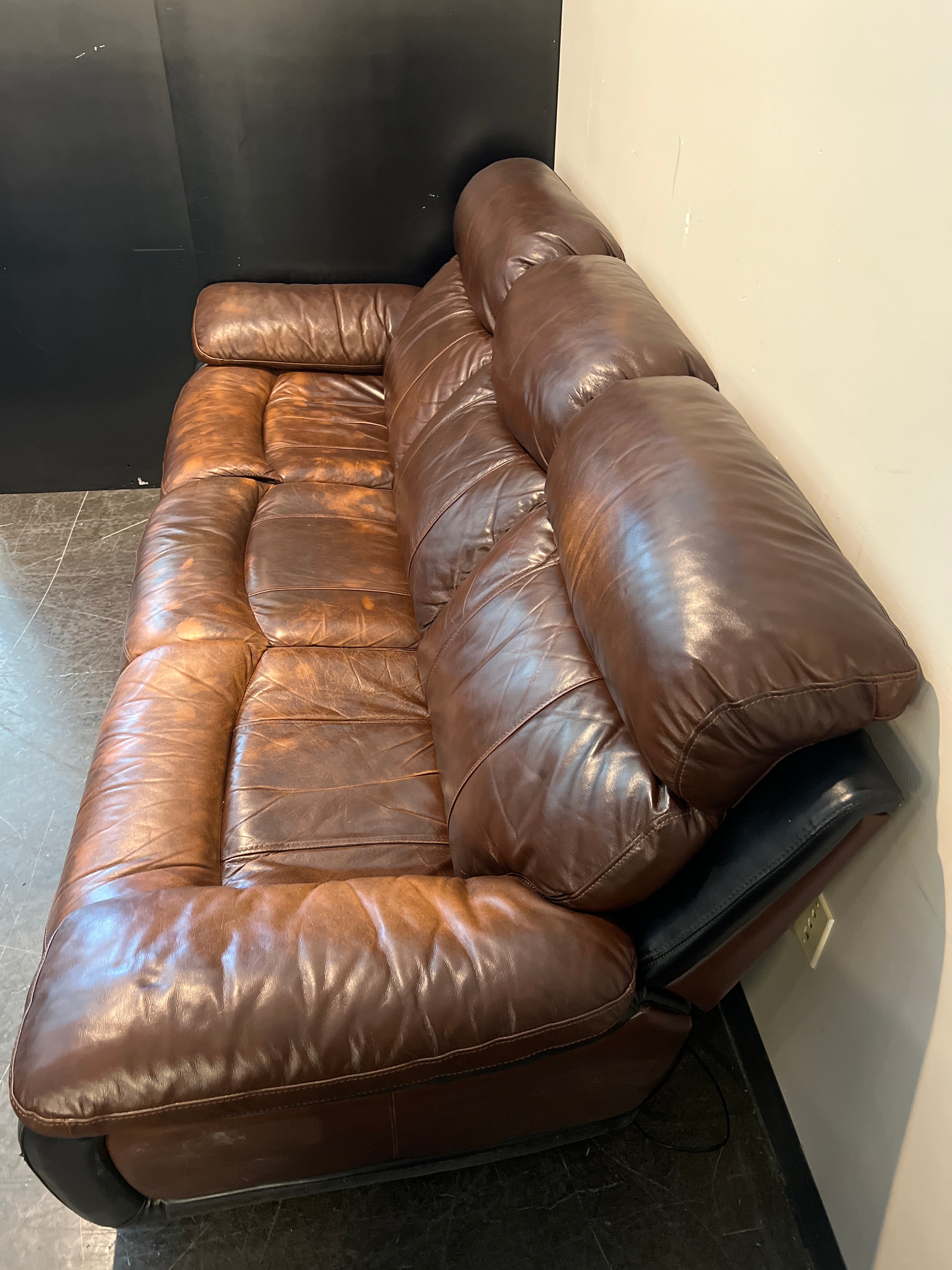 Brown Leather Reclining Sofa
