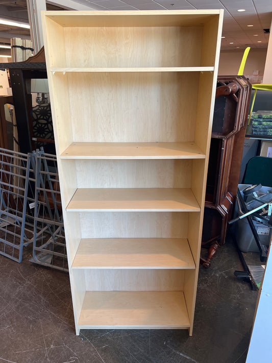 Tall Light Wood Bookcase with 5 Shelves