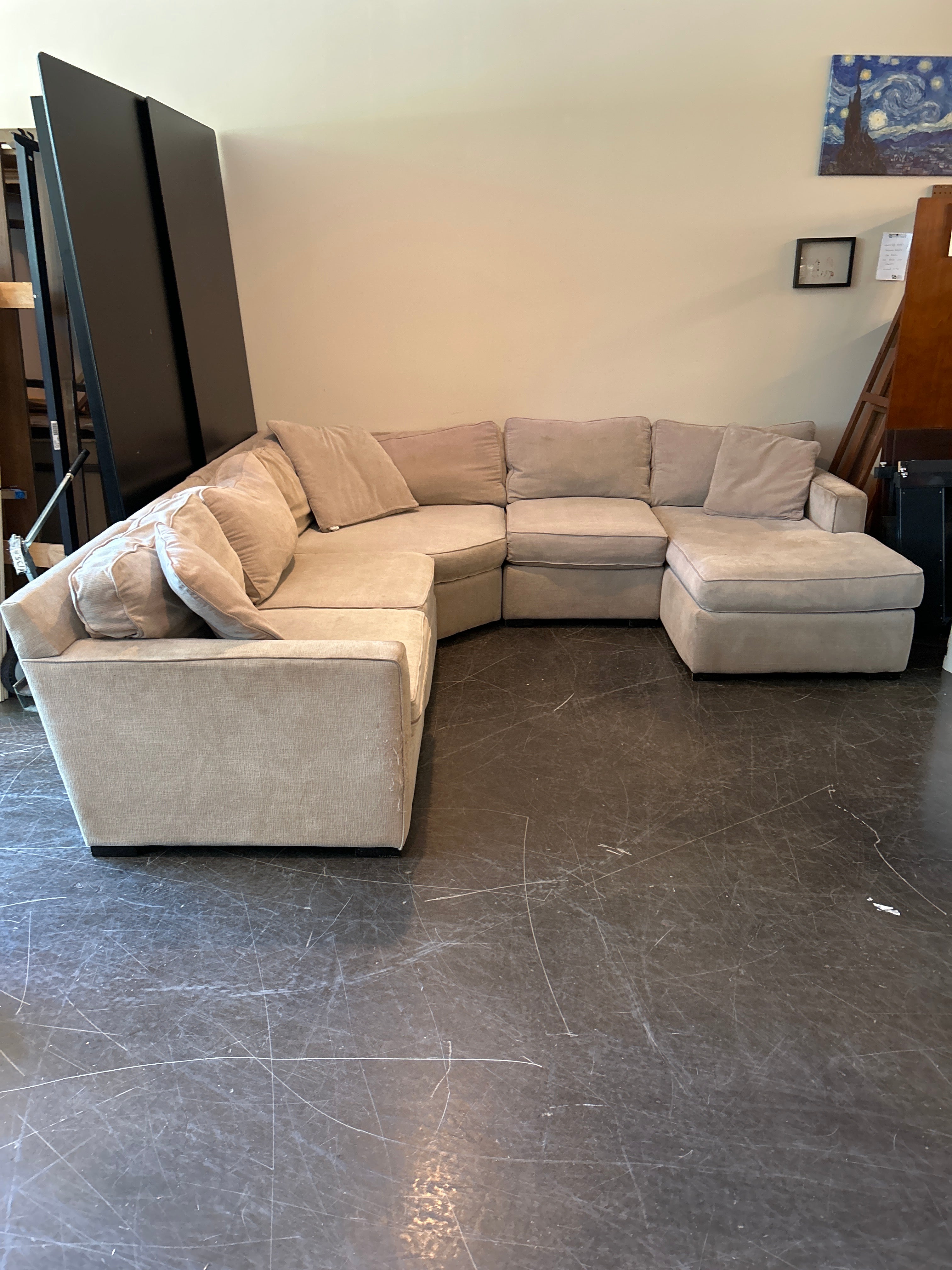 Tan Fabric Sectional Sofa