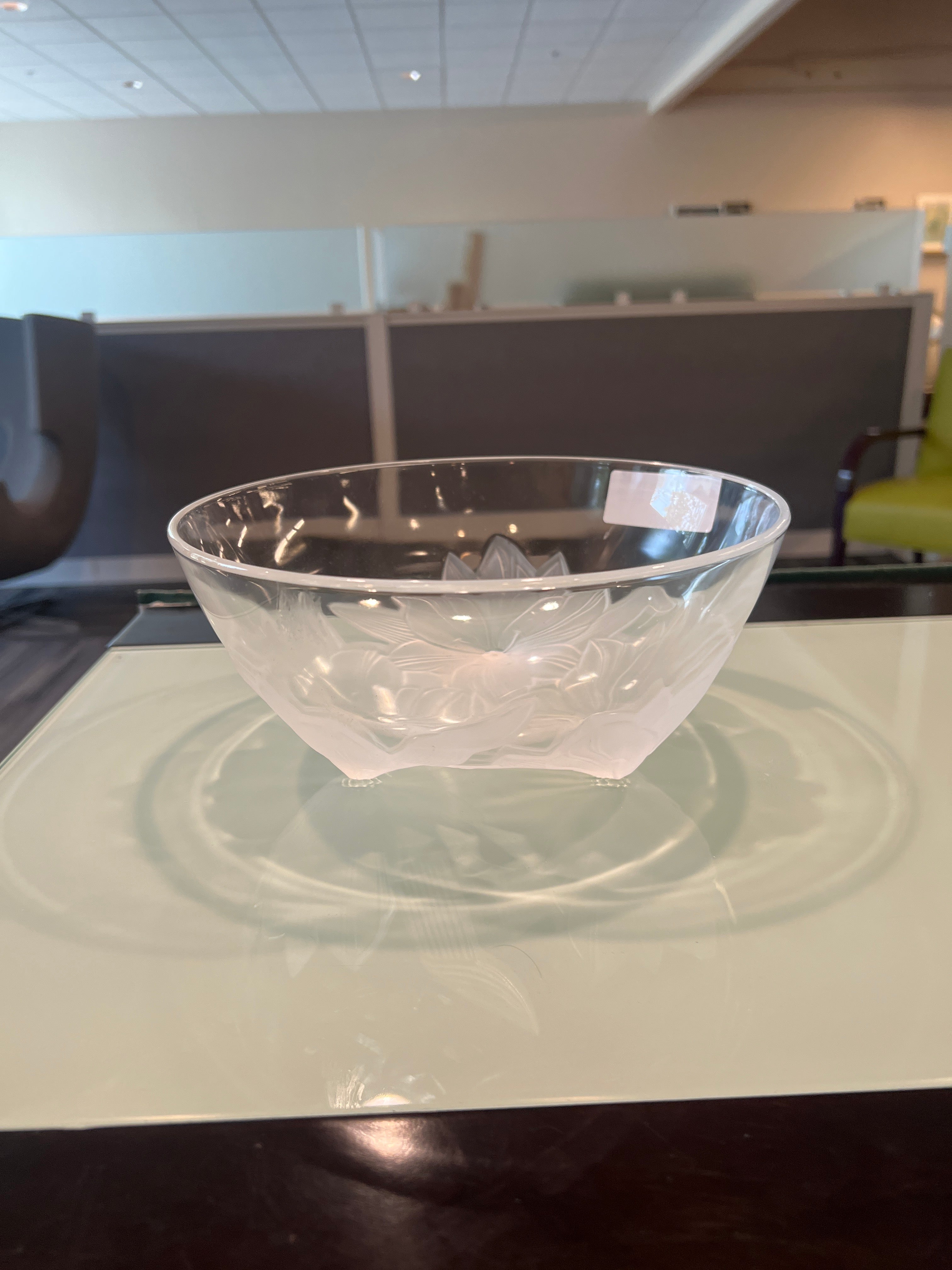 Display Bowl With Frosted Flowers