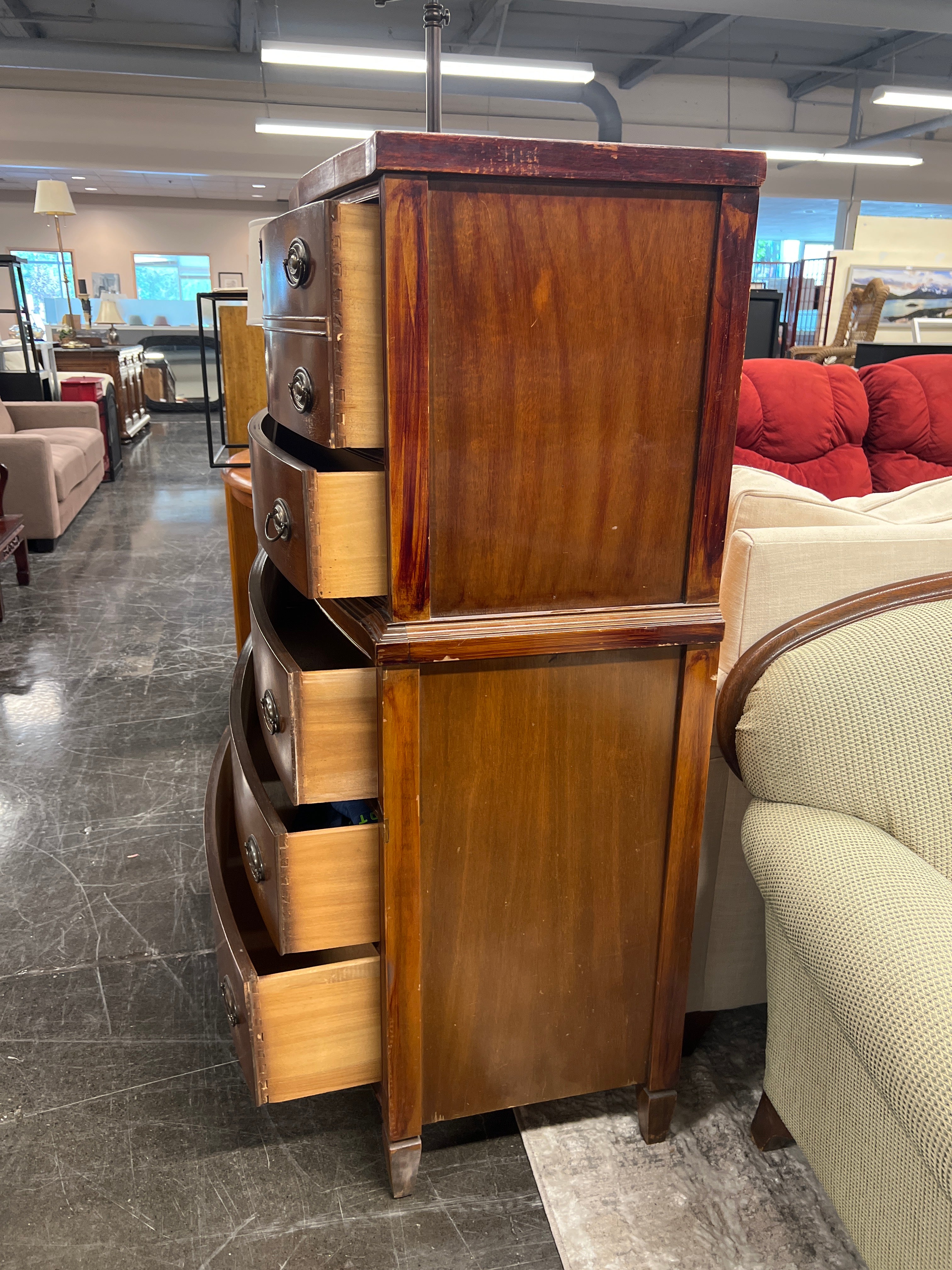 6 Drawer Highboy Dresser With Silver Pulls