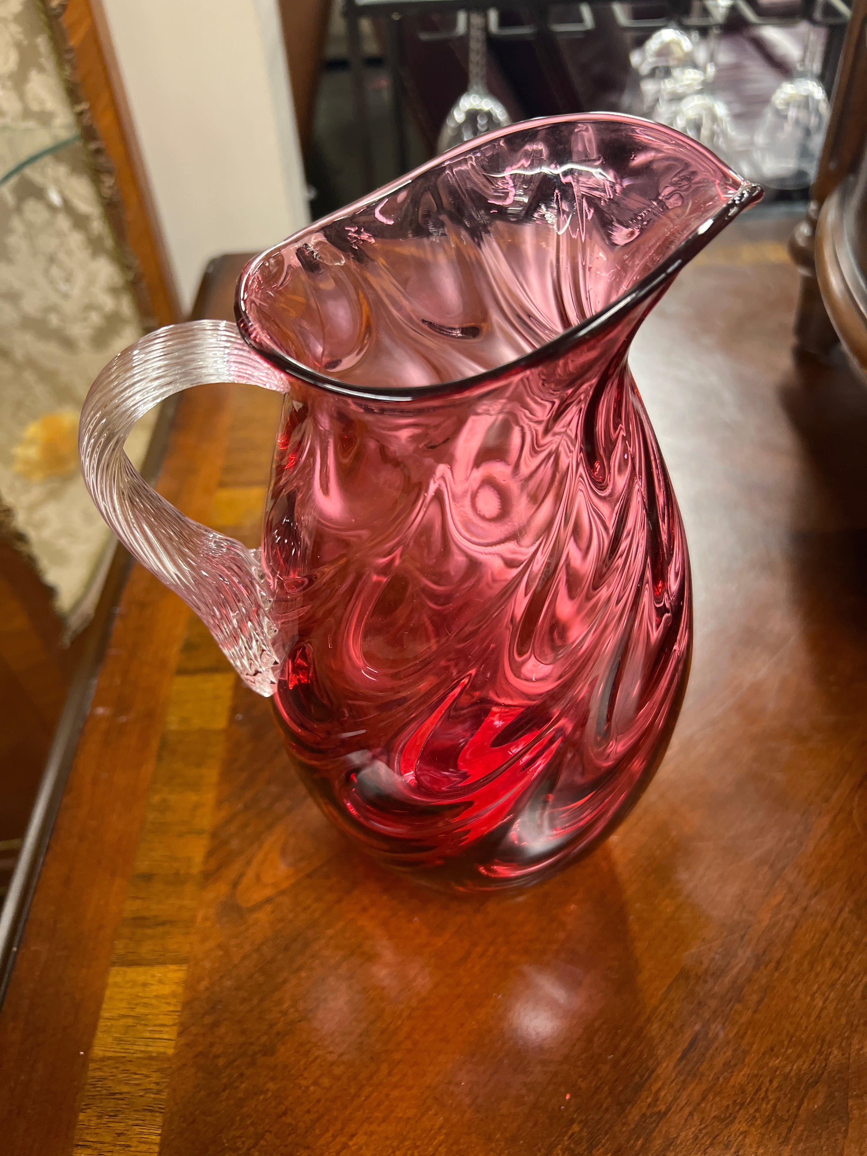 Pink Glass Water Pitcher