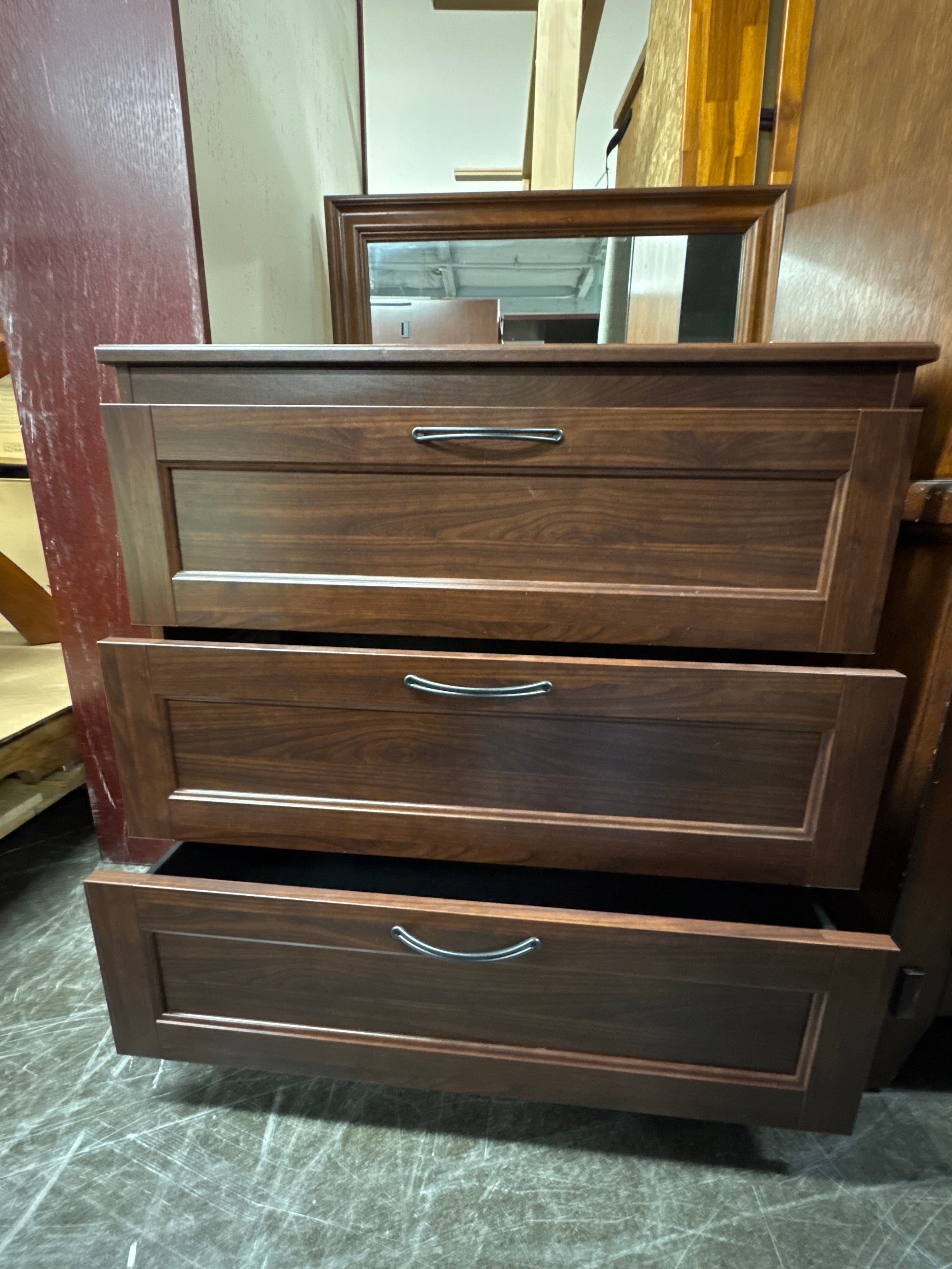 Dark Wood Three-Drawer Chest