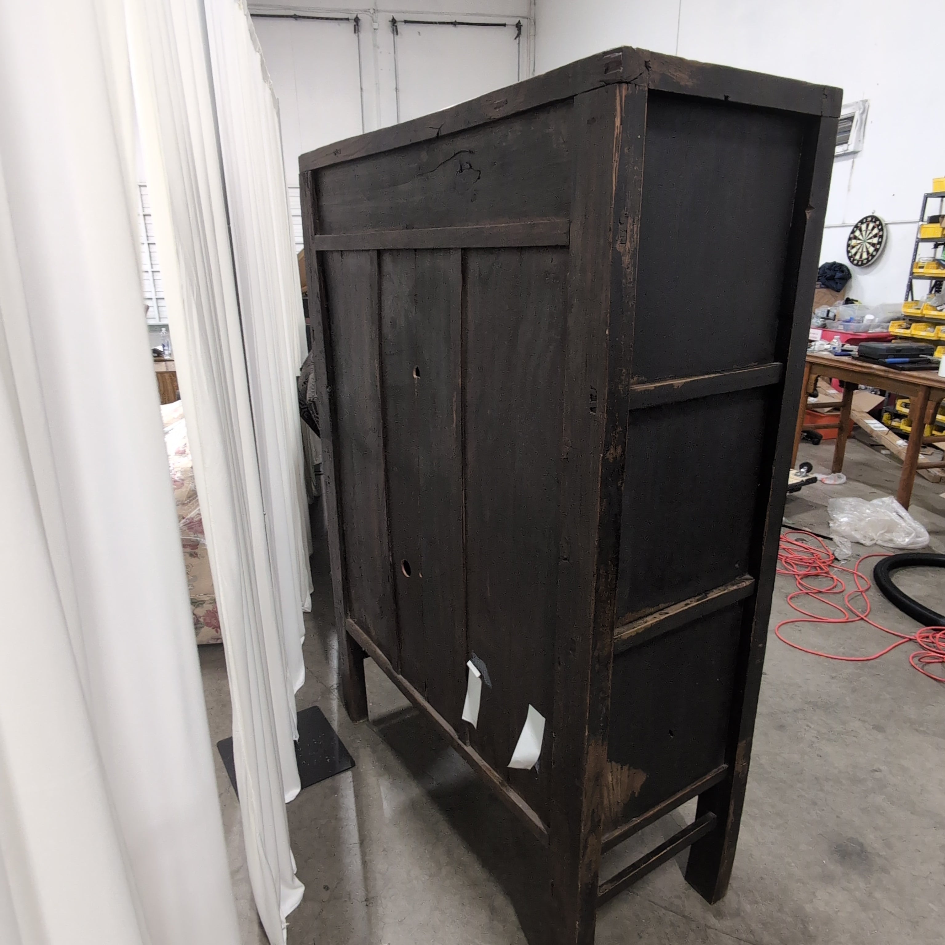 Black Lacquer Oriental Two-Door Armoire