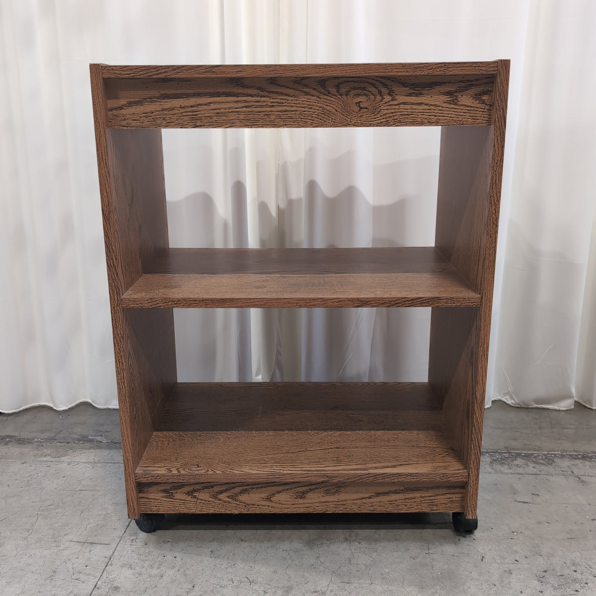 Oak-Look Rolling Shelf Unit with Top Drawer