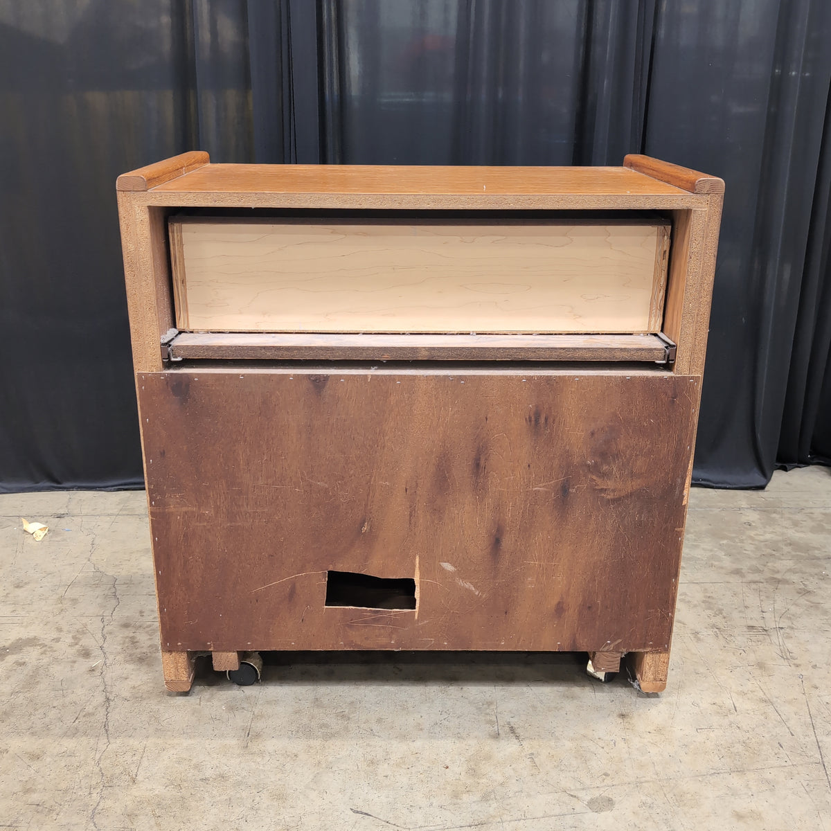 Brown Wood Nightstand with Slatted Drawer