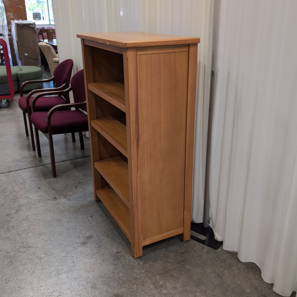 Light Brown Wood Five-Shelf Bookcase