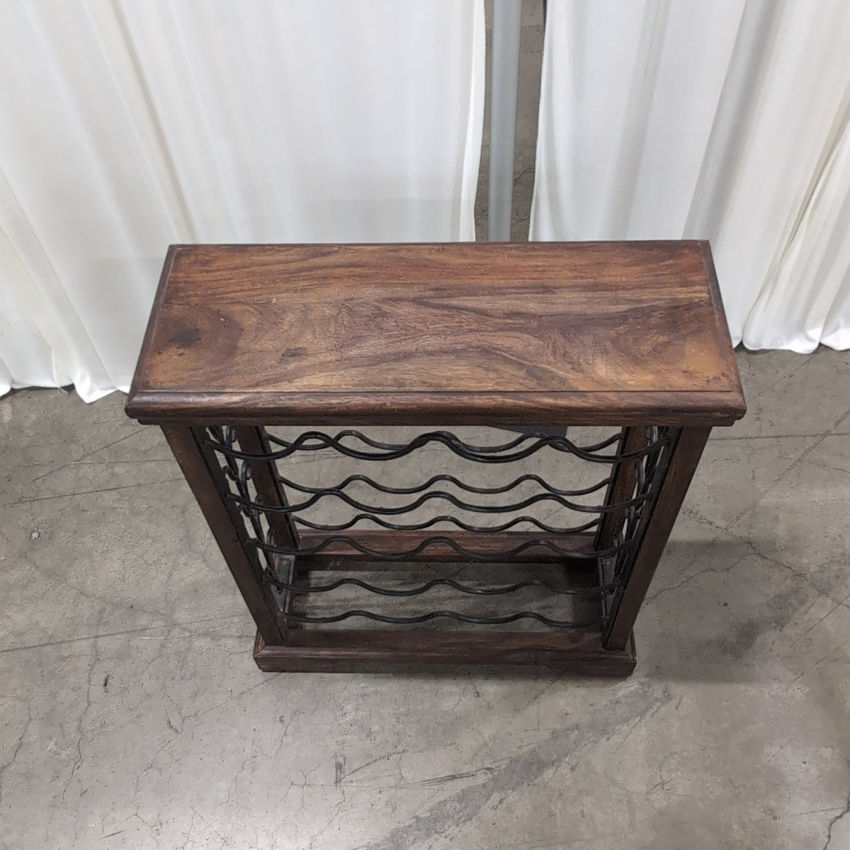 Dark Wood Top Metal Bottle Wine Rack