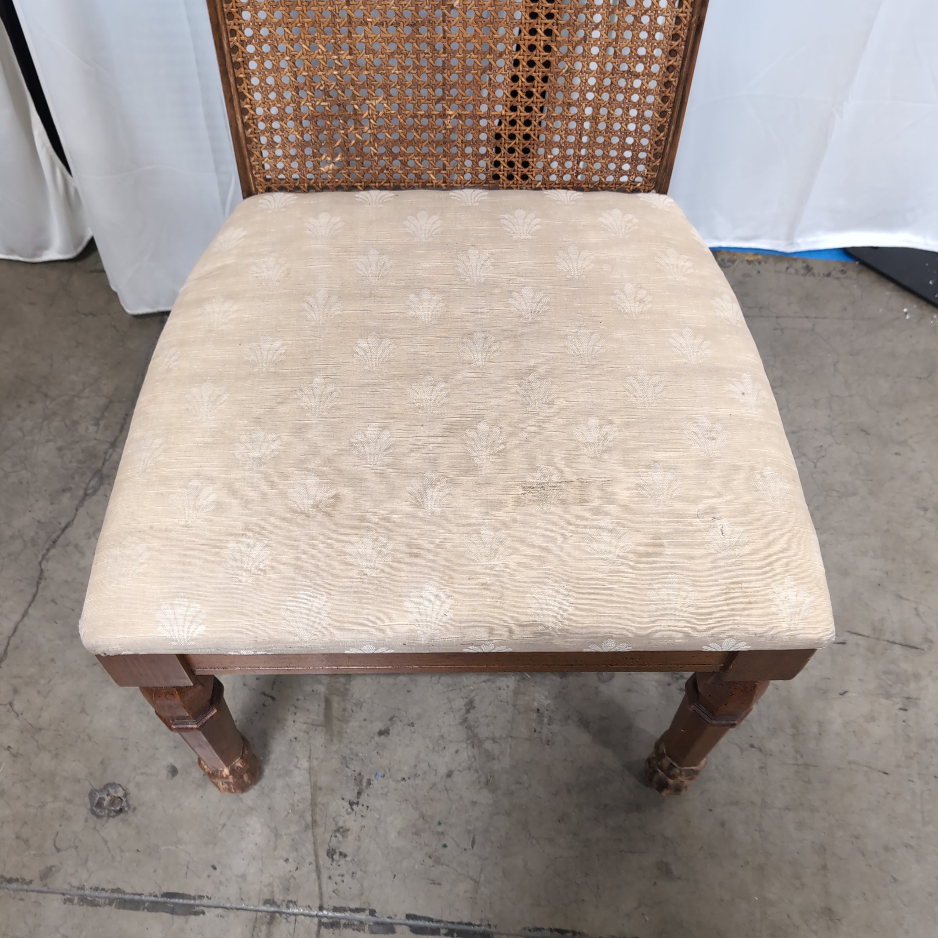 French Provincial Brown Wood Dining Chair with Shell Detail