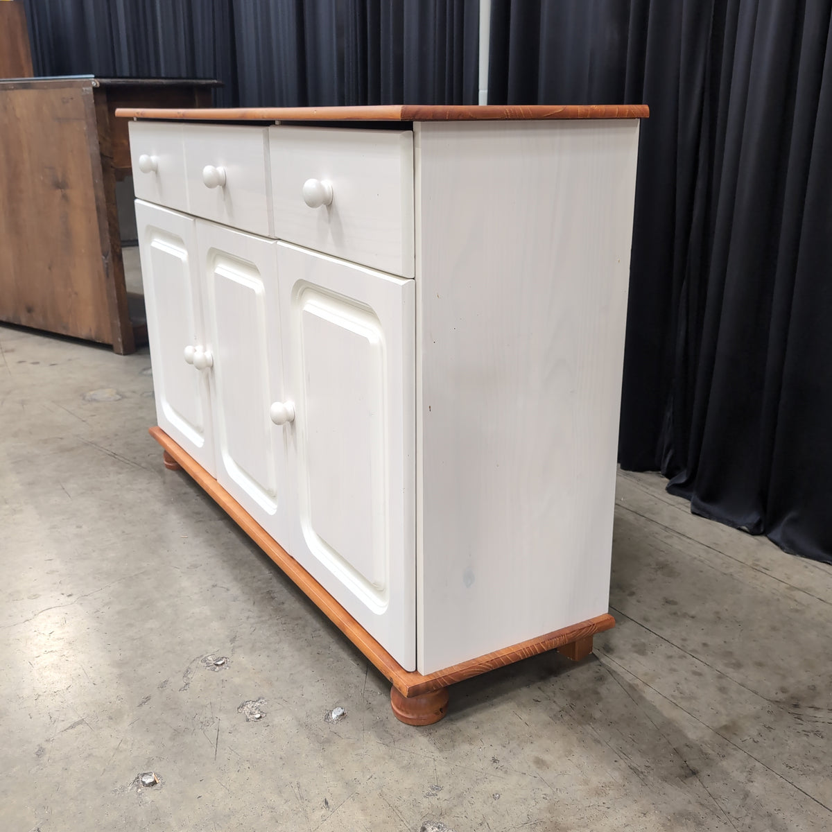 Two-Tone Wood Buffet with White Knobs