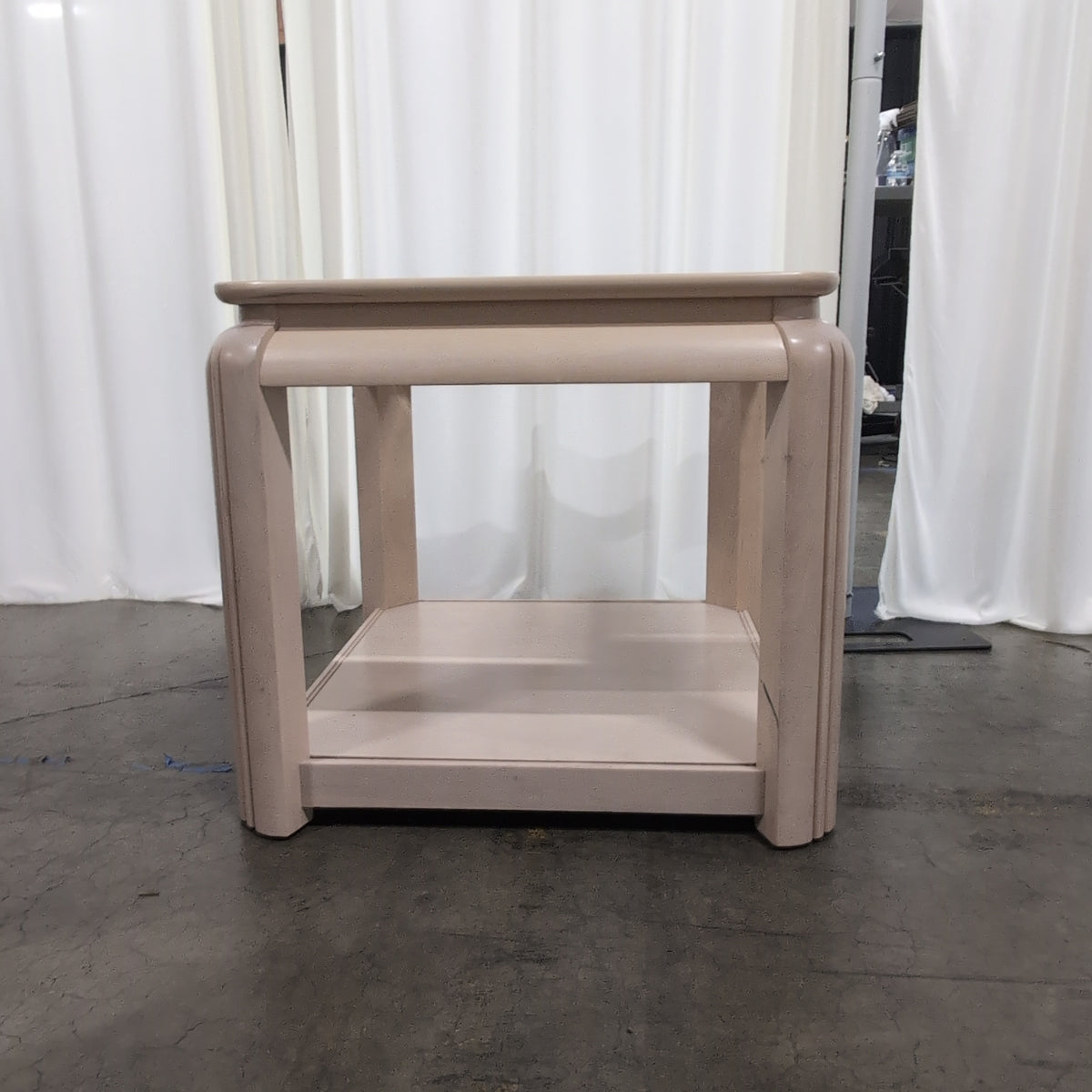 Light Wood Square End Table with Glass Top
