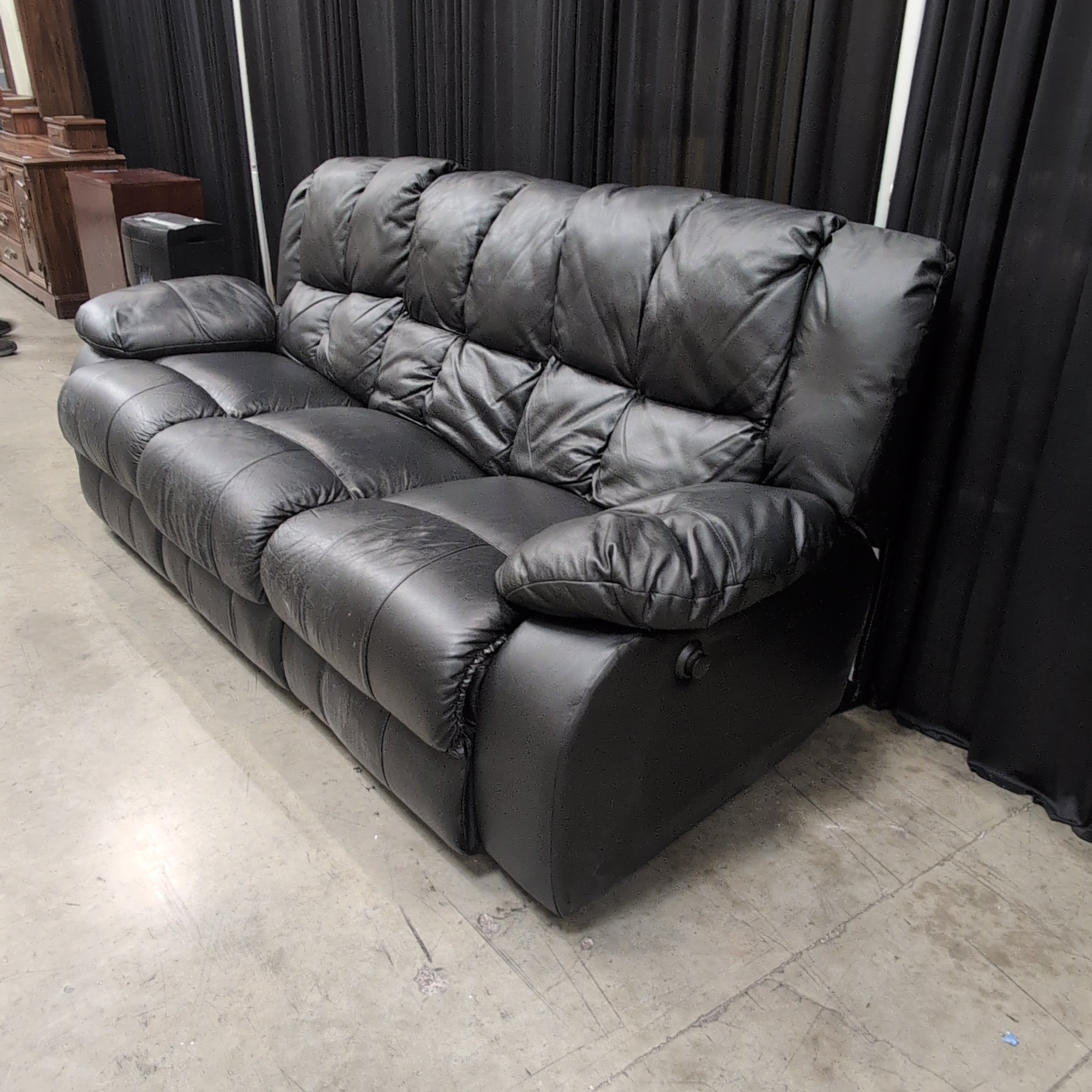 Black Faux Leather Reclining Couch