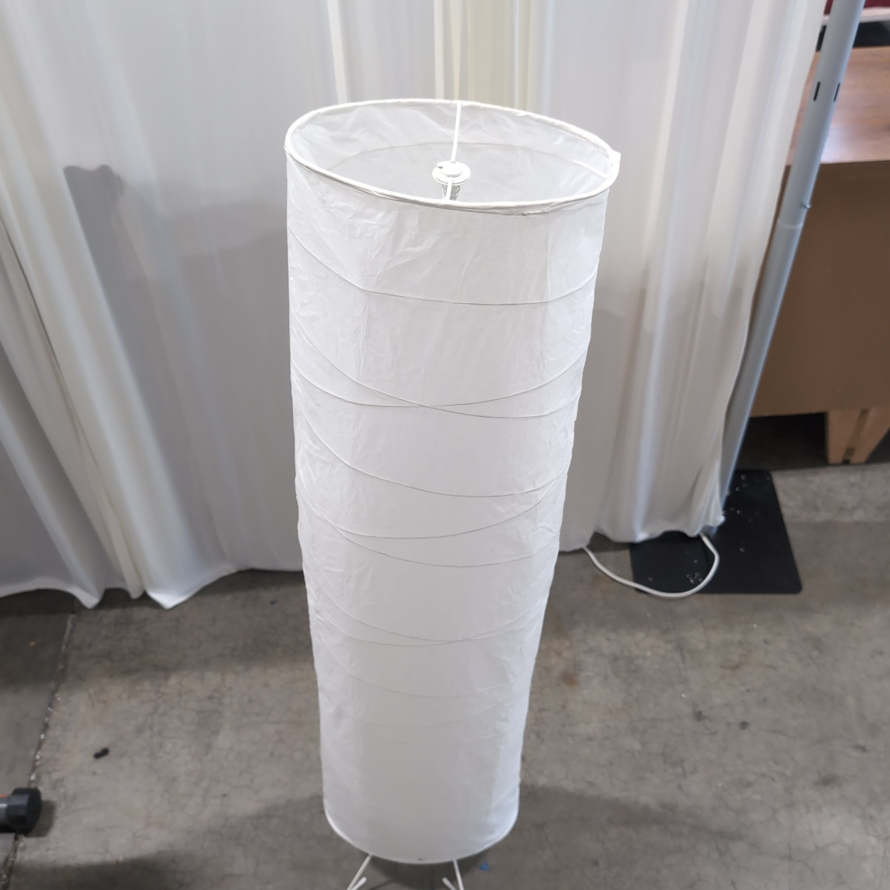White Cylindrical Paper Shade Floor Lamp