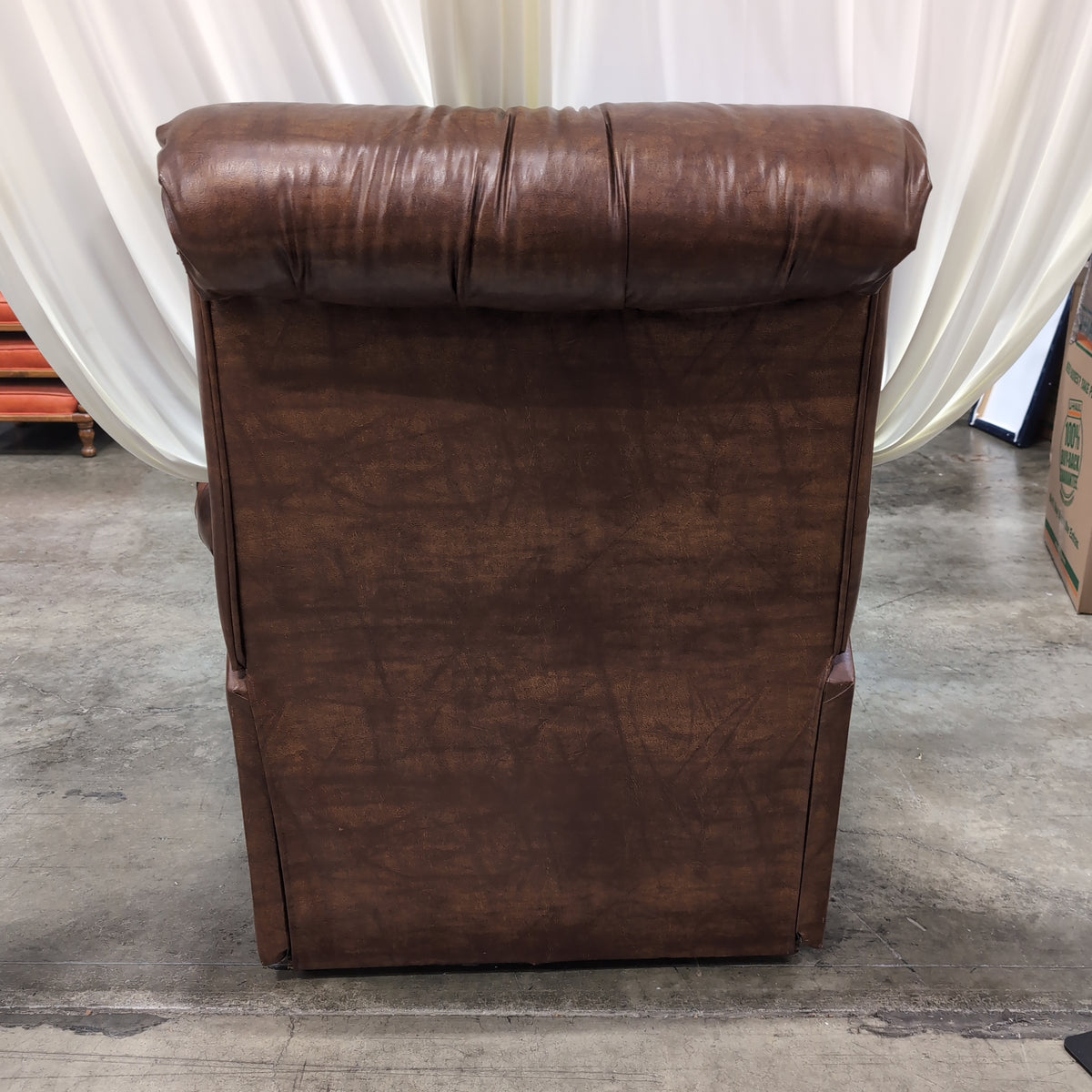 Brown Tufted Leather Recliner with Rolled Arms