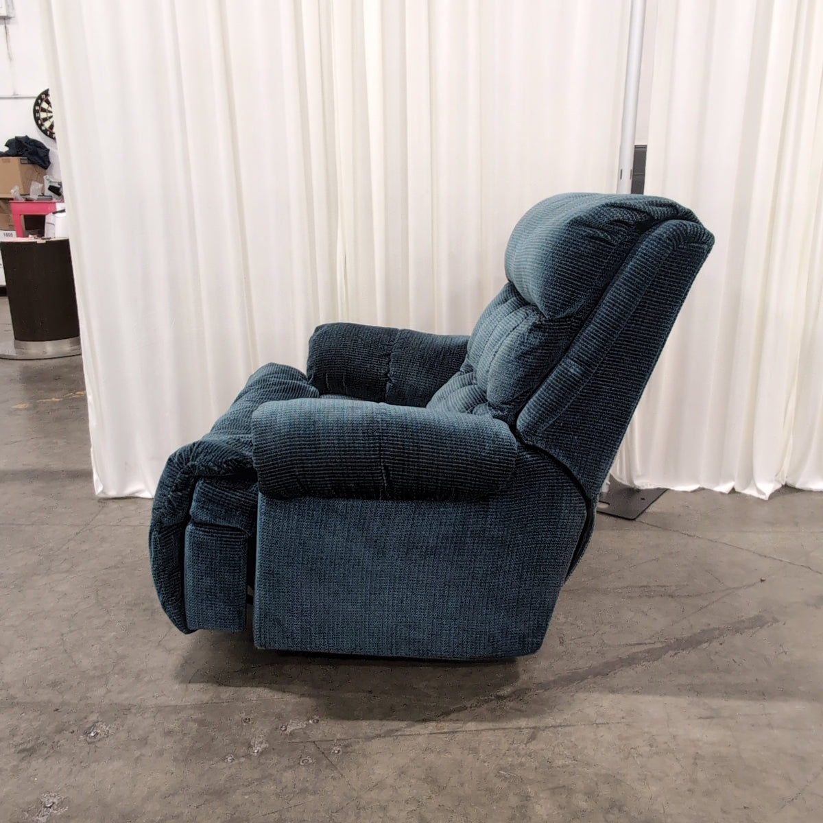 Deep Teal Padded Recliner in Ribbed Fabric