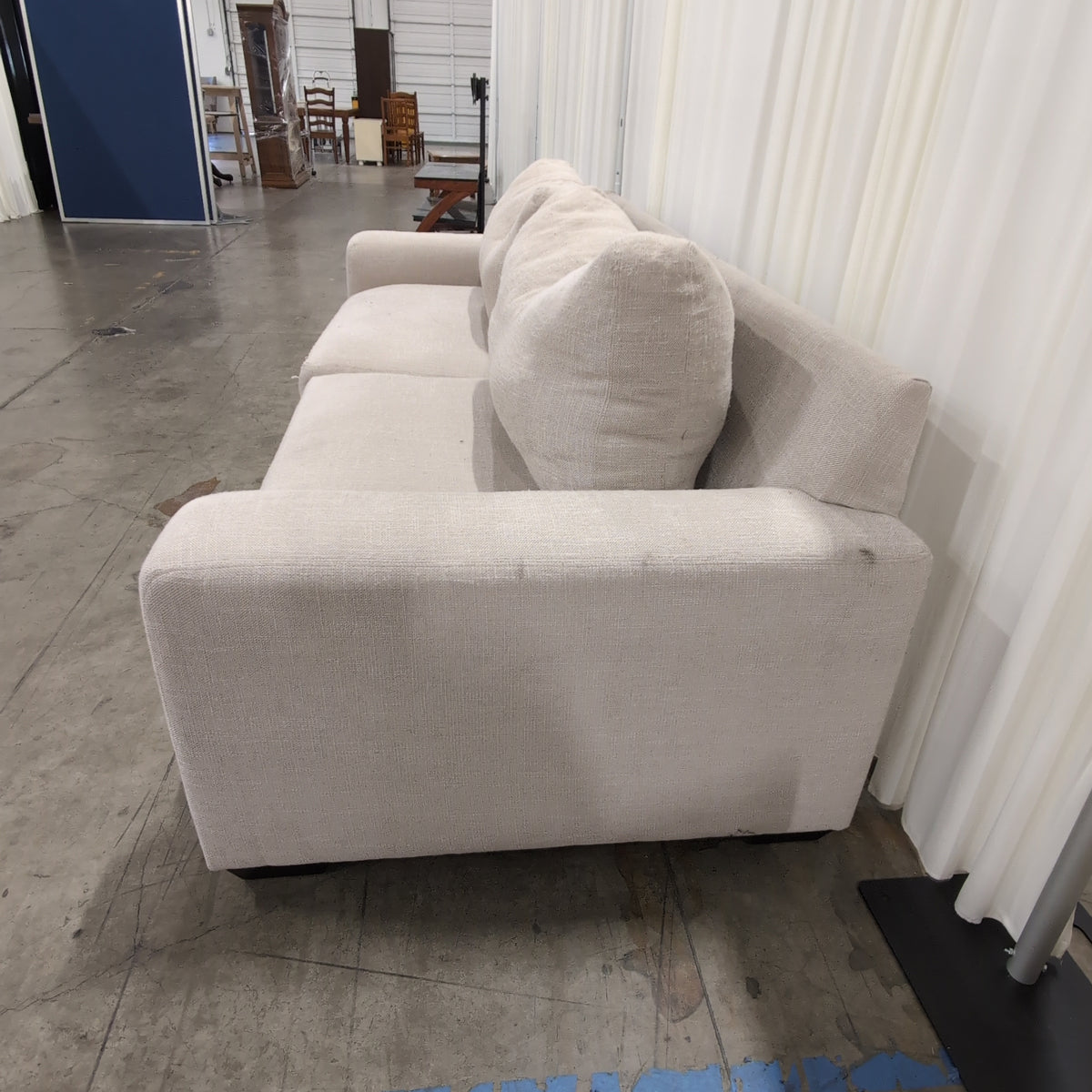 Modern Light Beige Fabric Two-Cushion Couch