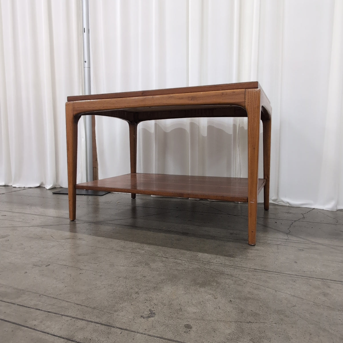 Brown Wood Two-Tier End Table