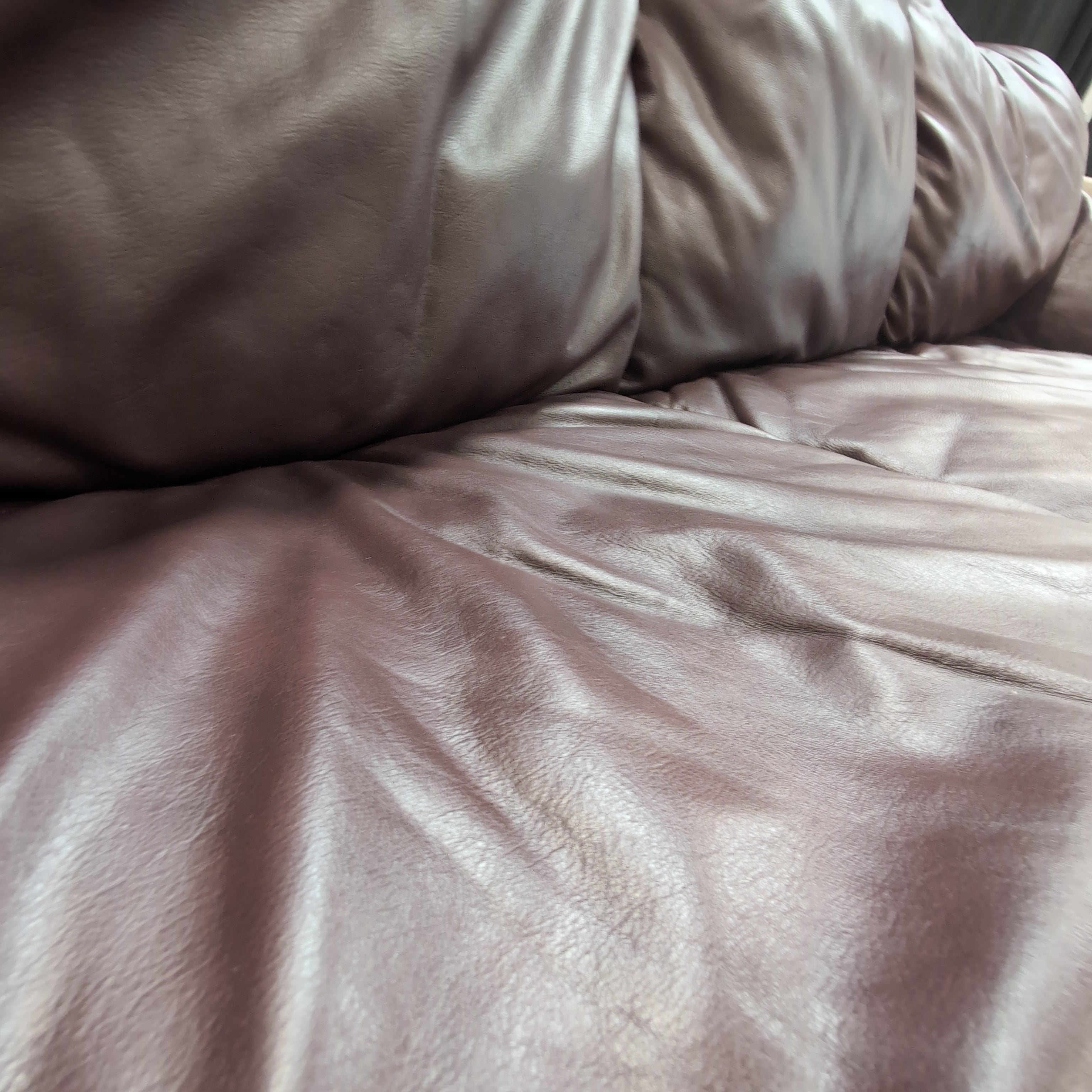 Dark Reddish Brown Three-Cushion Couch