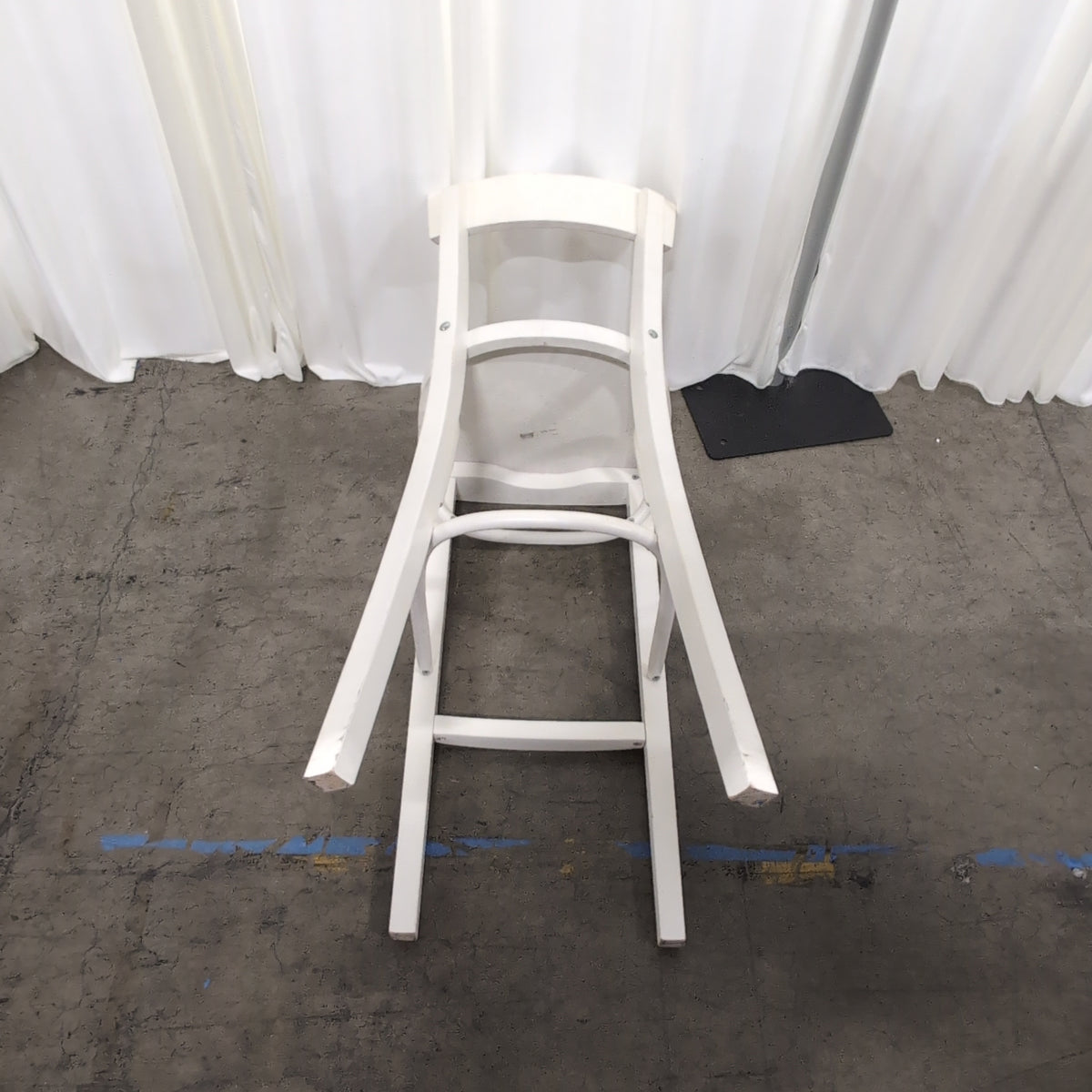 Pair of White Wood Bar Stools with Backs