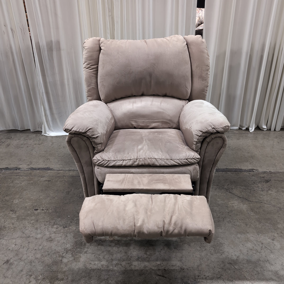 Plush Tan Fabric Recliner