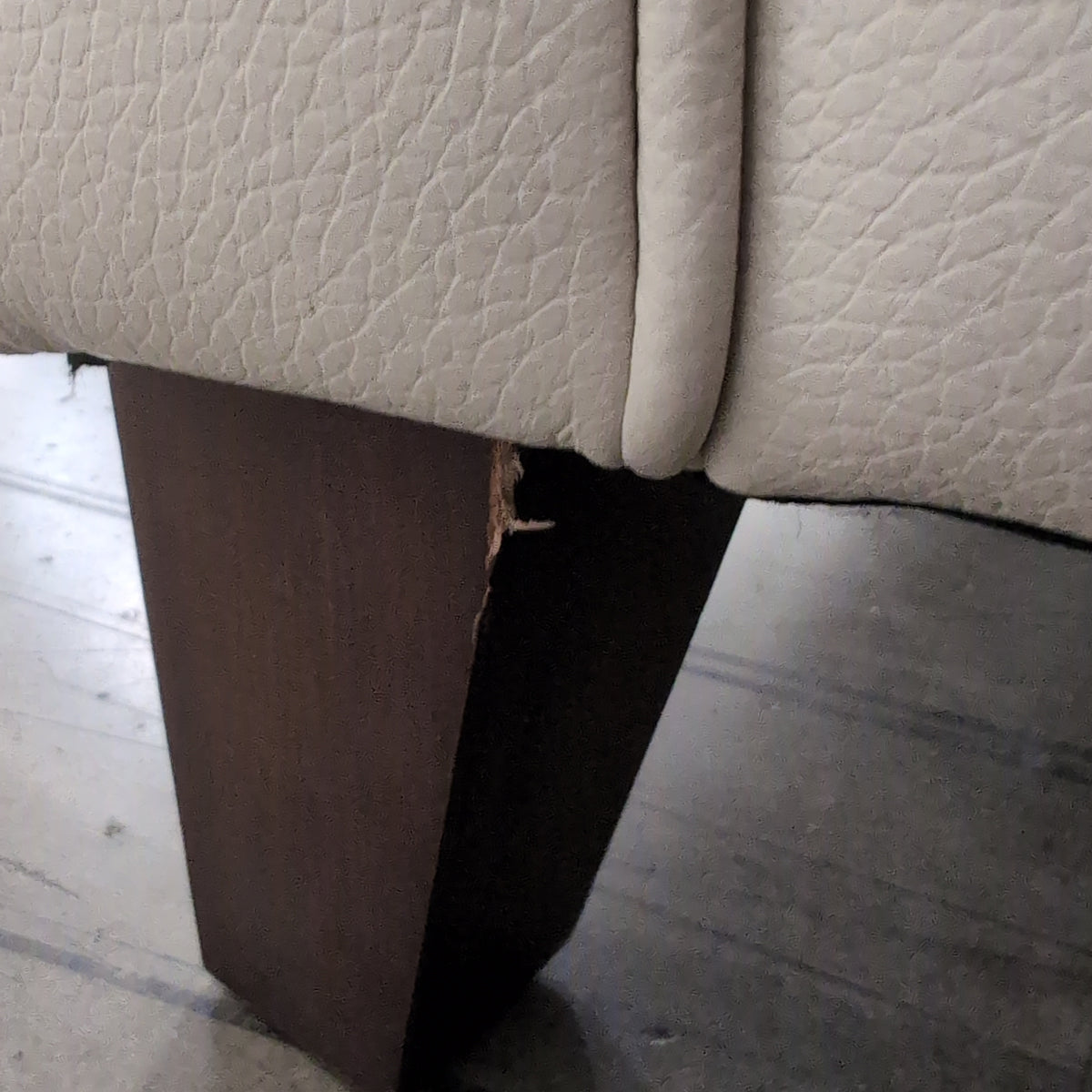 Cream Tufted Leather Three-Seat Couch