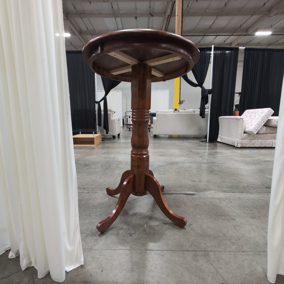 Brown Wood Round Pub Table with Rope Edge