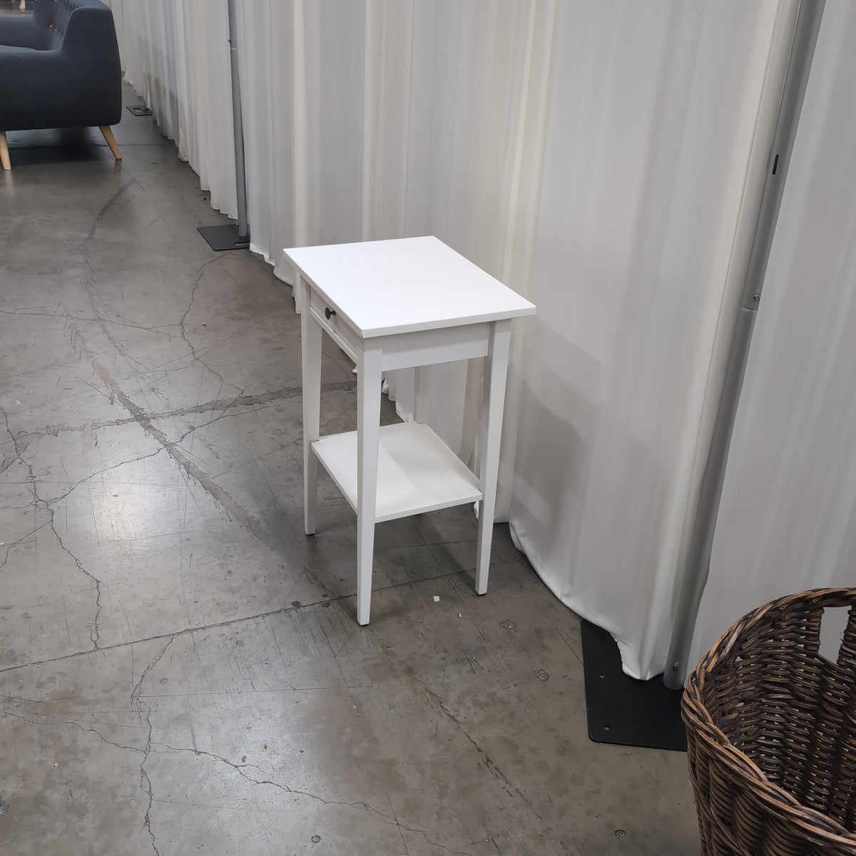White Wood Nightstand with one drawer