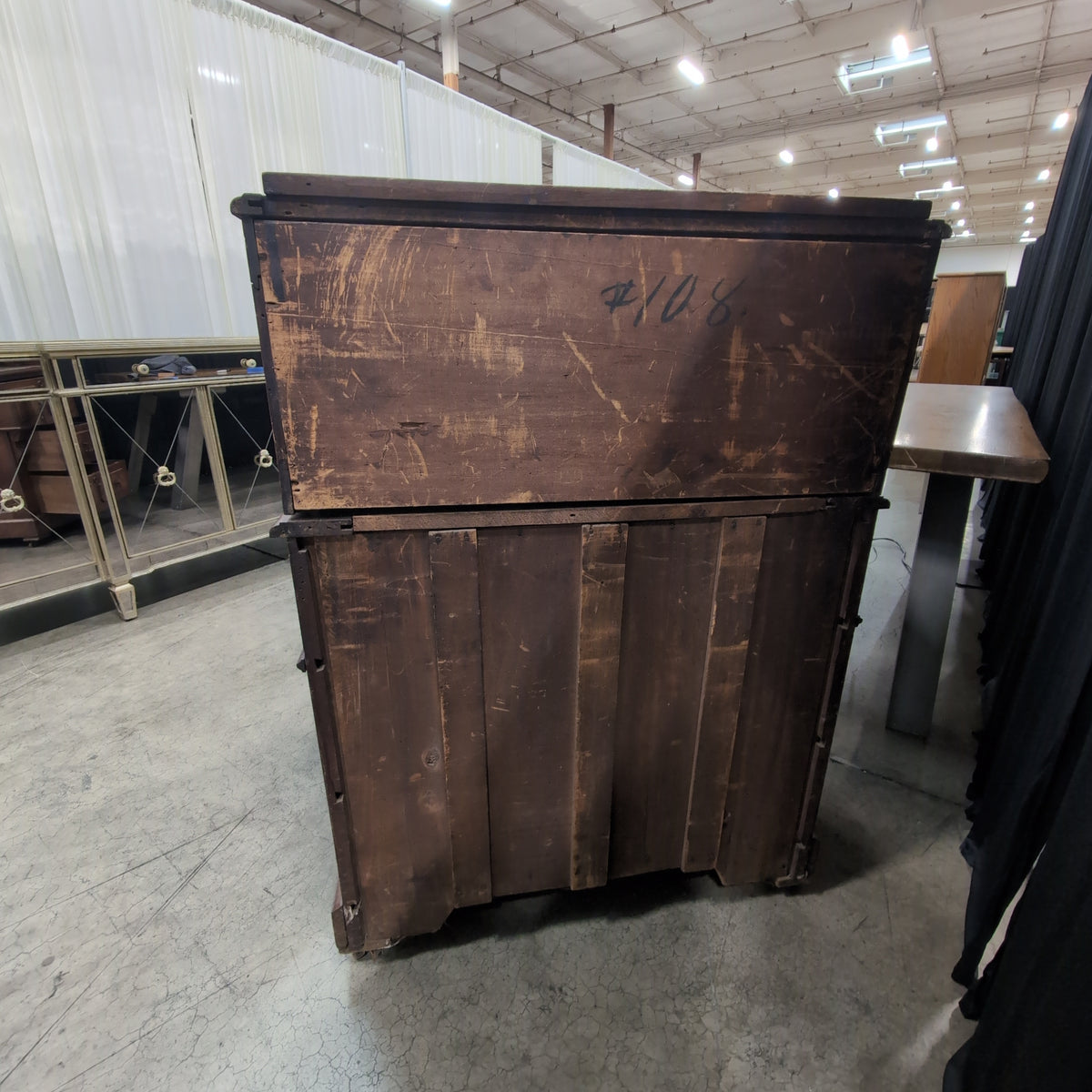 Antique Style Roll-Top Desk in Dark Wood