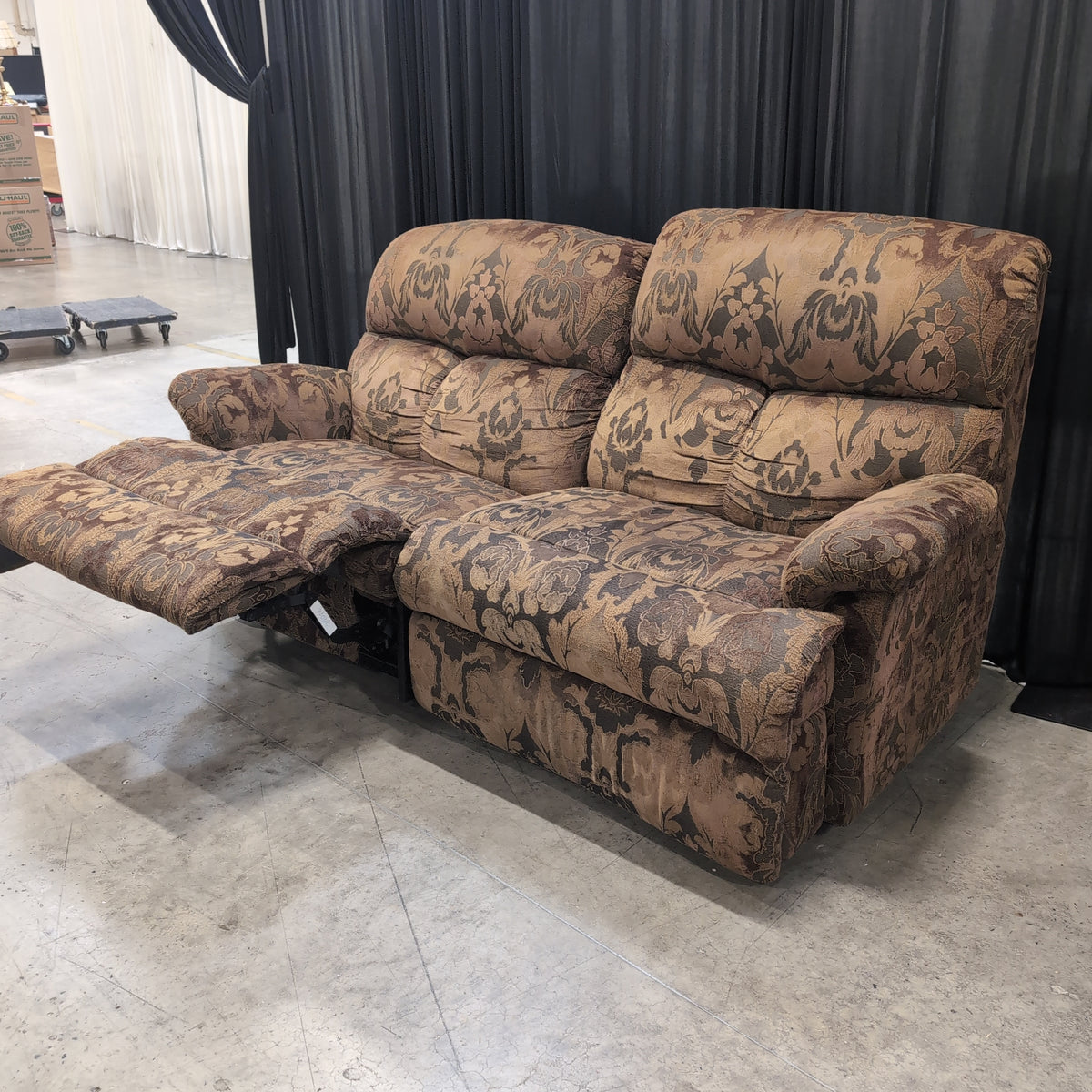 Traditional Brown Floral Upholstered Couch
