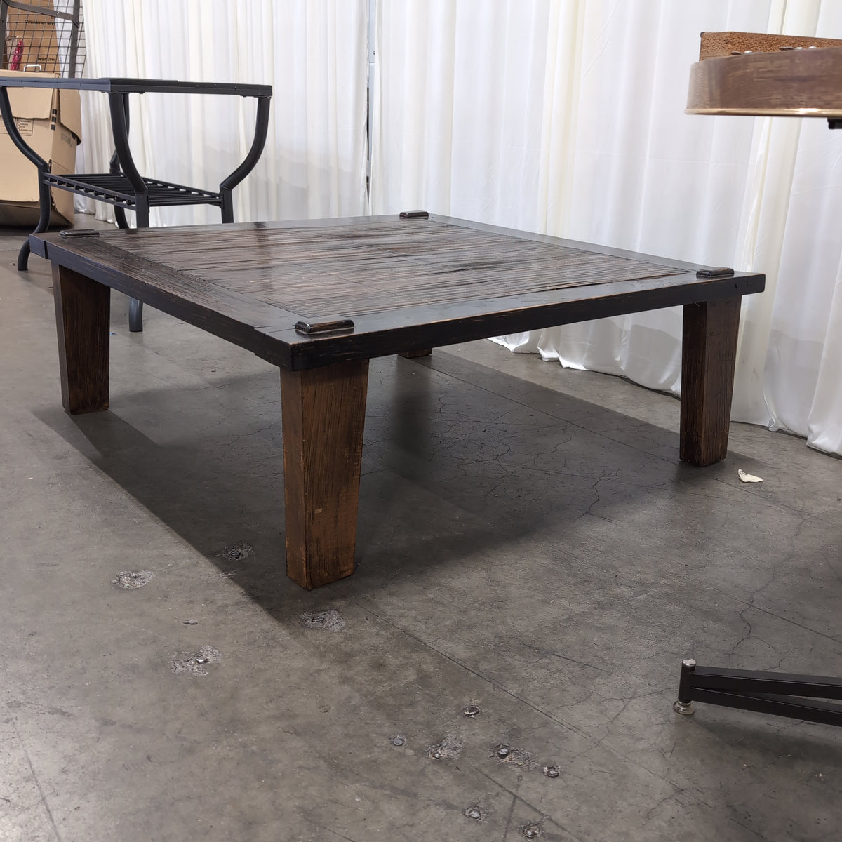 Dark Stained Hardwood Plank Dining Table