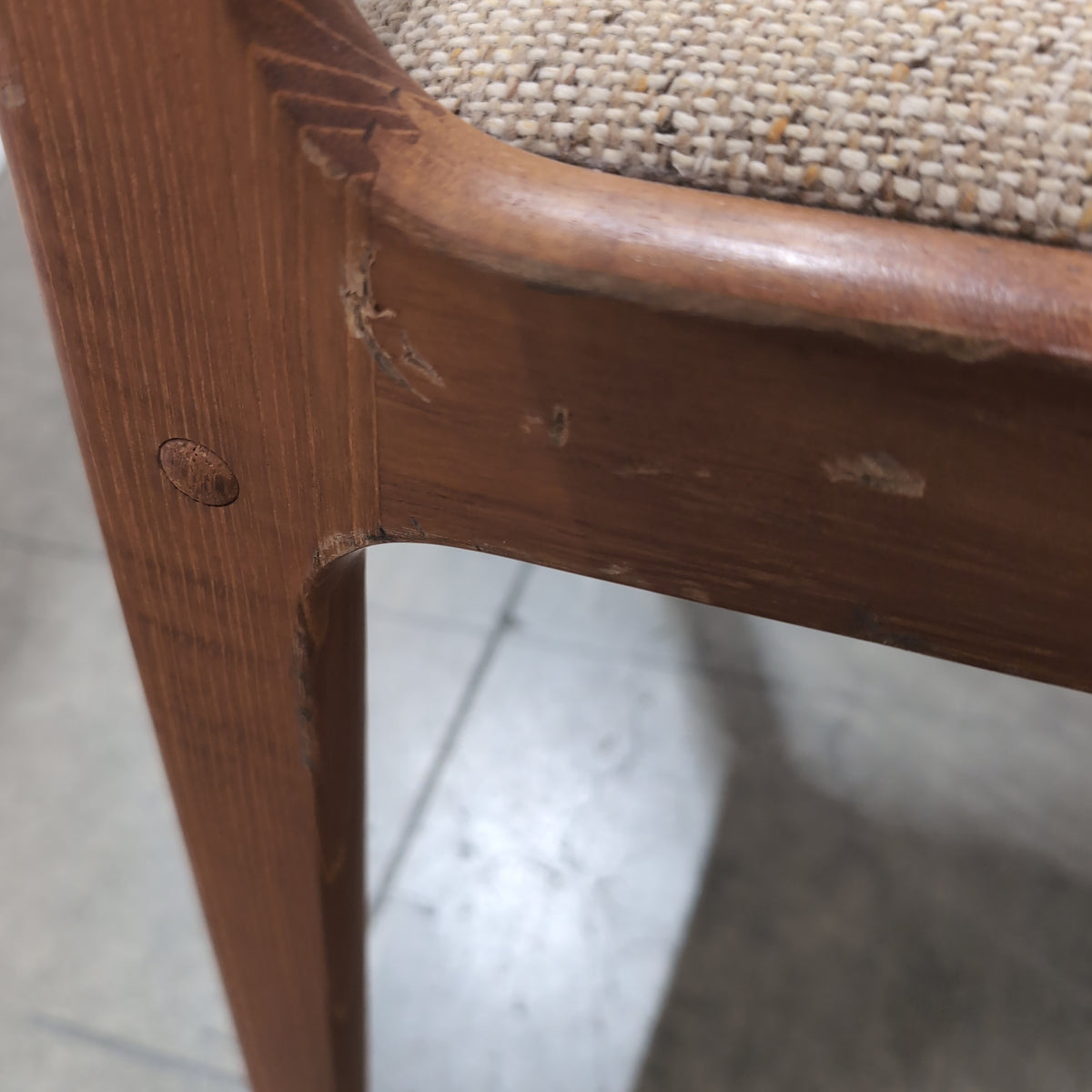 Mid-Century Modern Upholstered Dining Chair in Wood