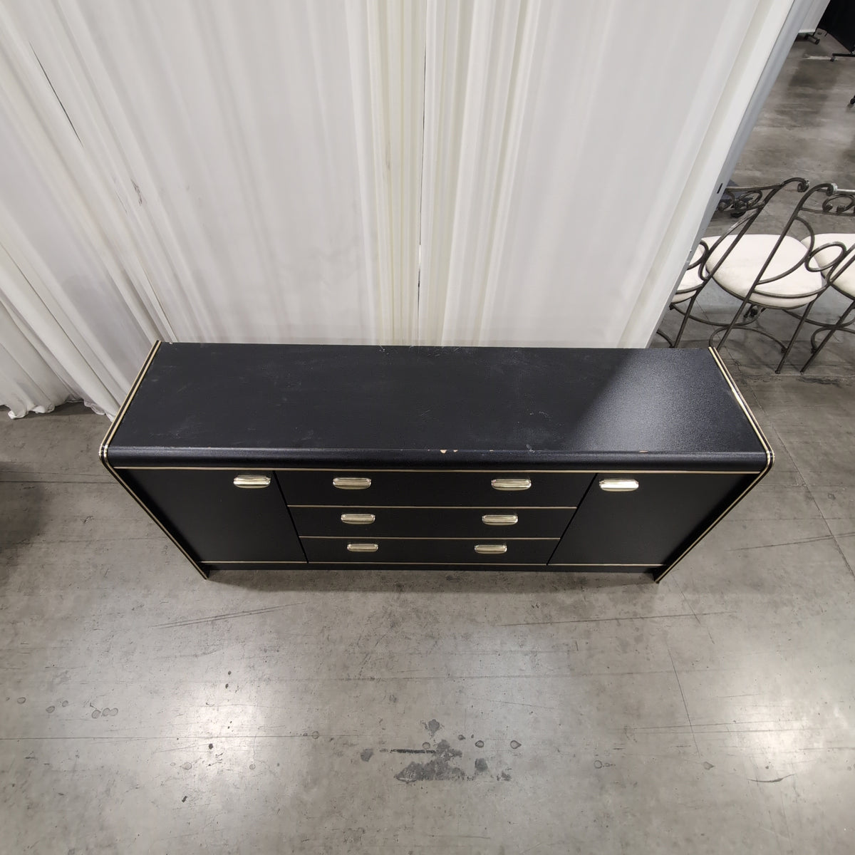 Dynamic Furniture Corp-Black Storage Buffet with Gold-Tone Hardware