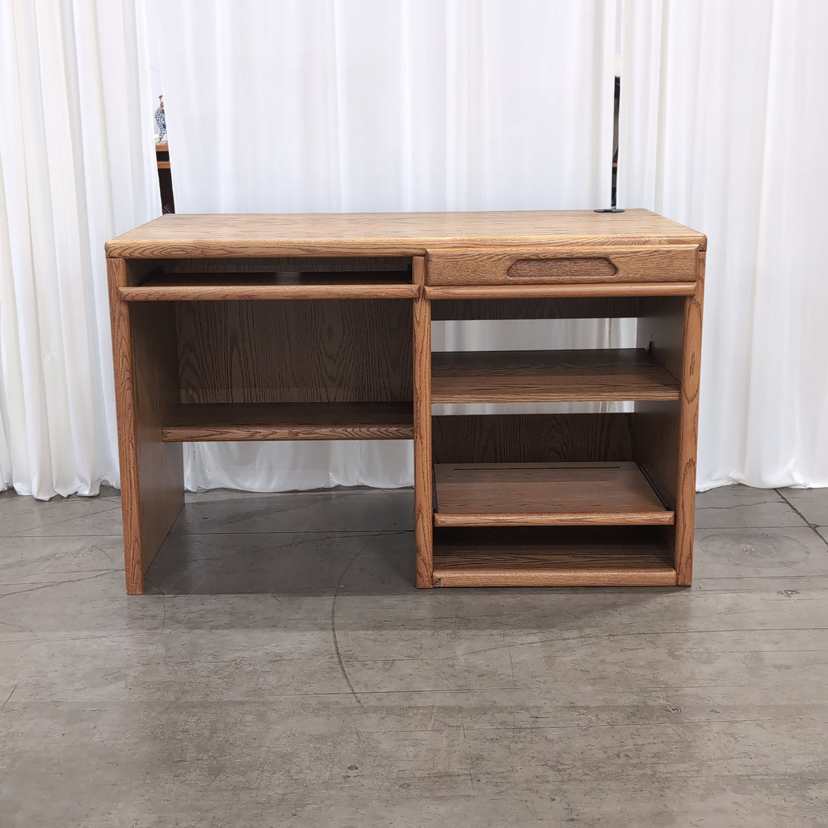 Brown Wood Desk with Keyboard Tray