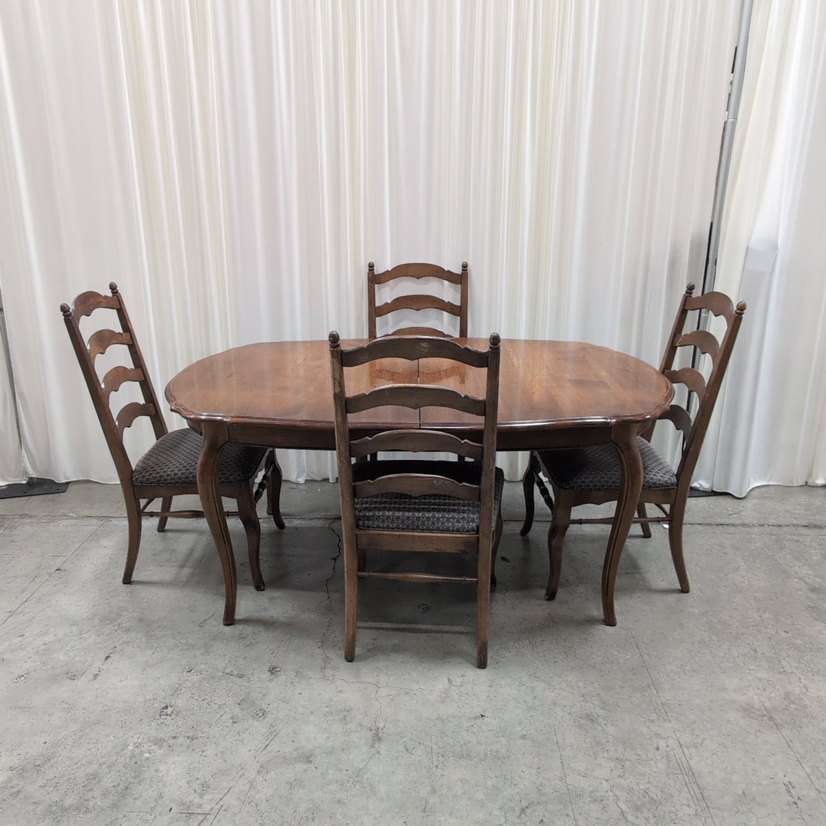 Traditional Wood Dining Table with Ladder Back Chairs