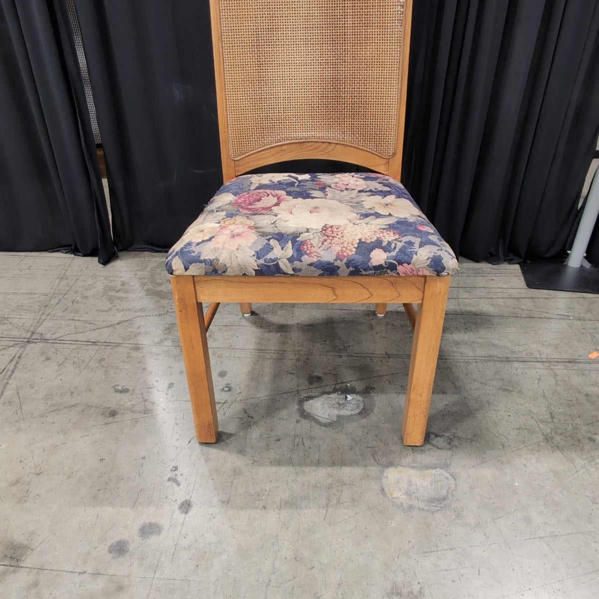 Carved Wood Cane Back Dining Chair
