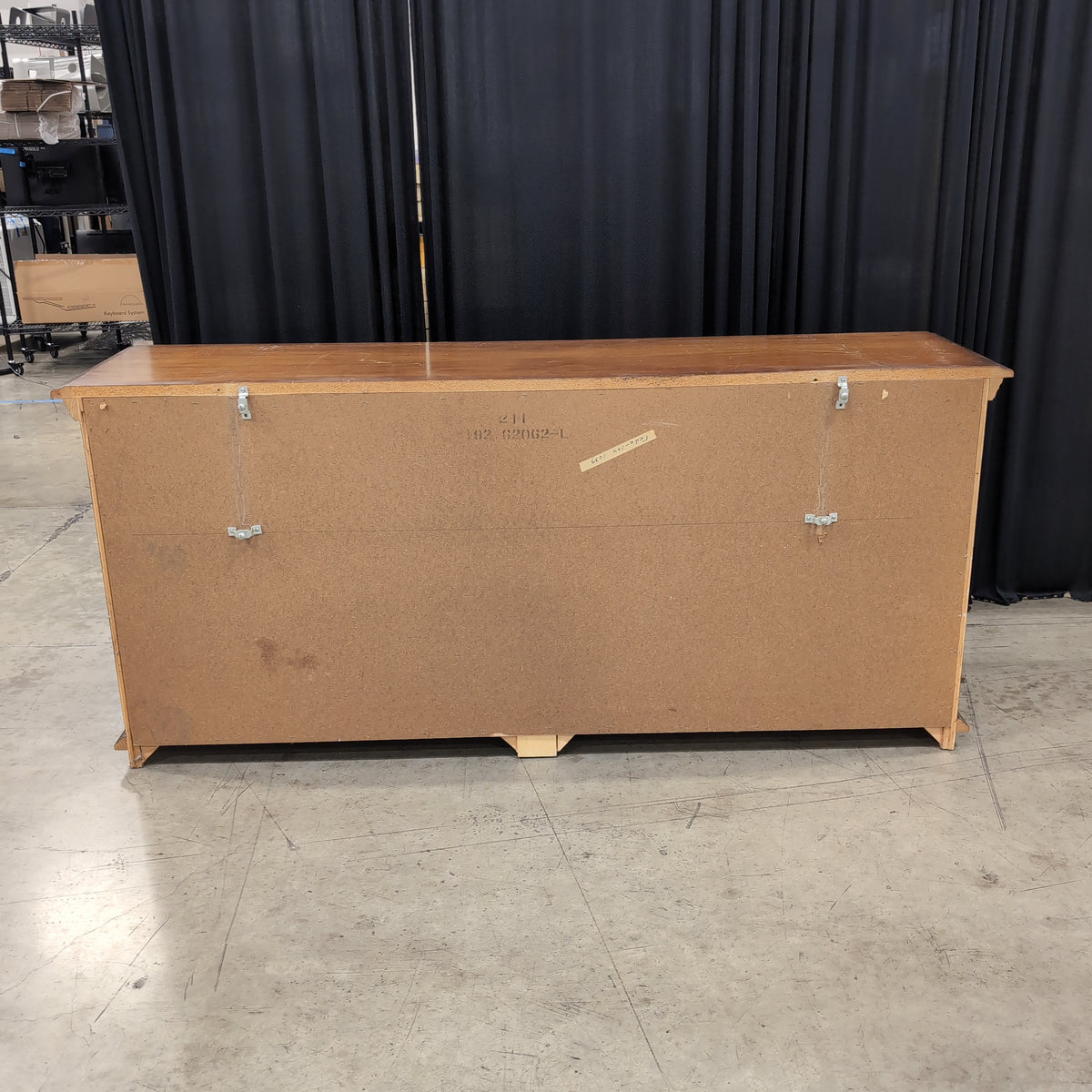 Brown Geometric Paneled Nine-Drawer Dresser in Hardwood