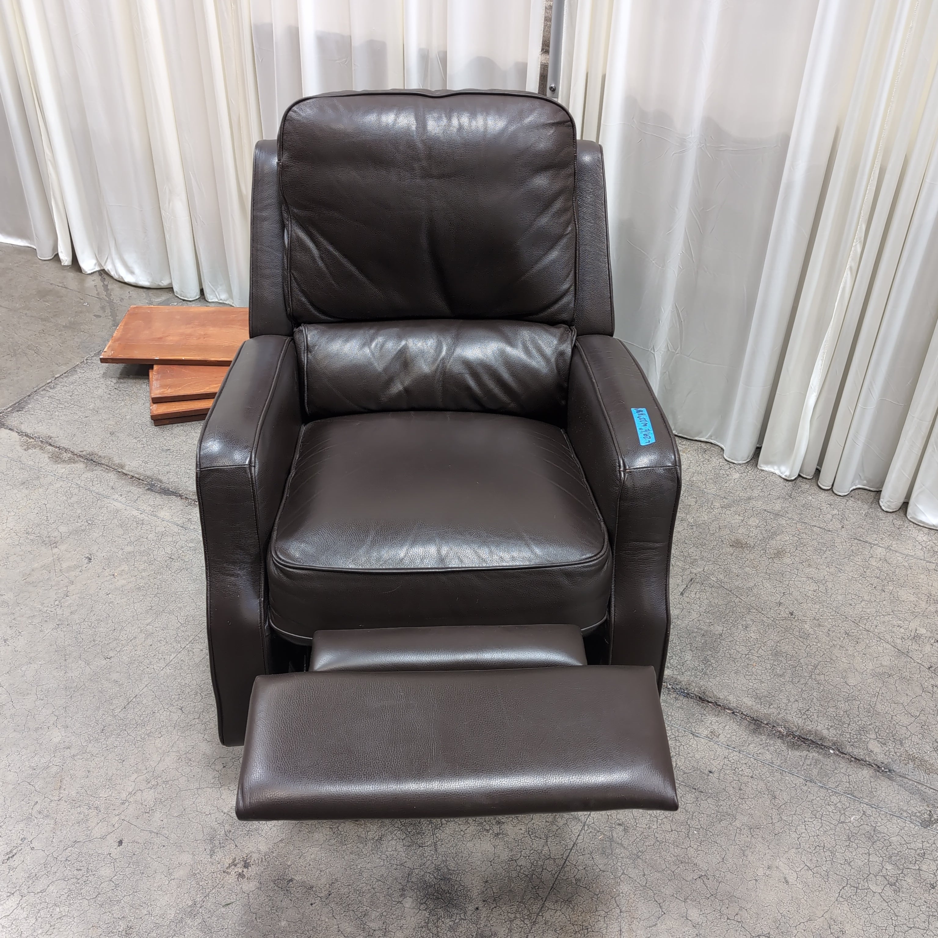 Dark Brown Leather Recliner with Lever Handle