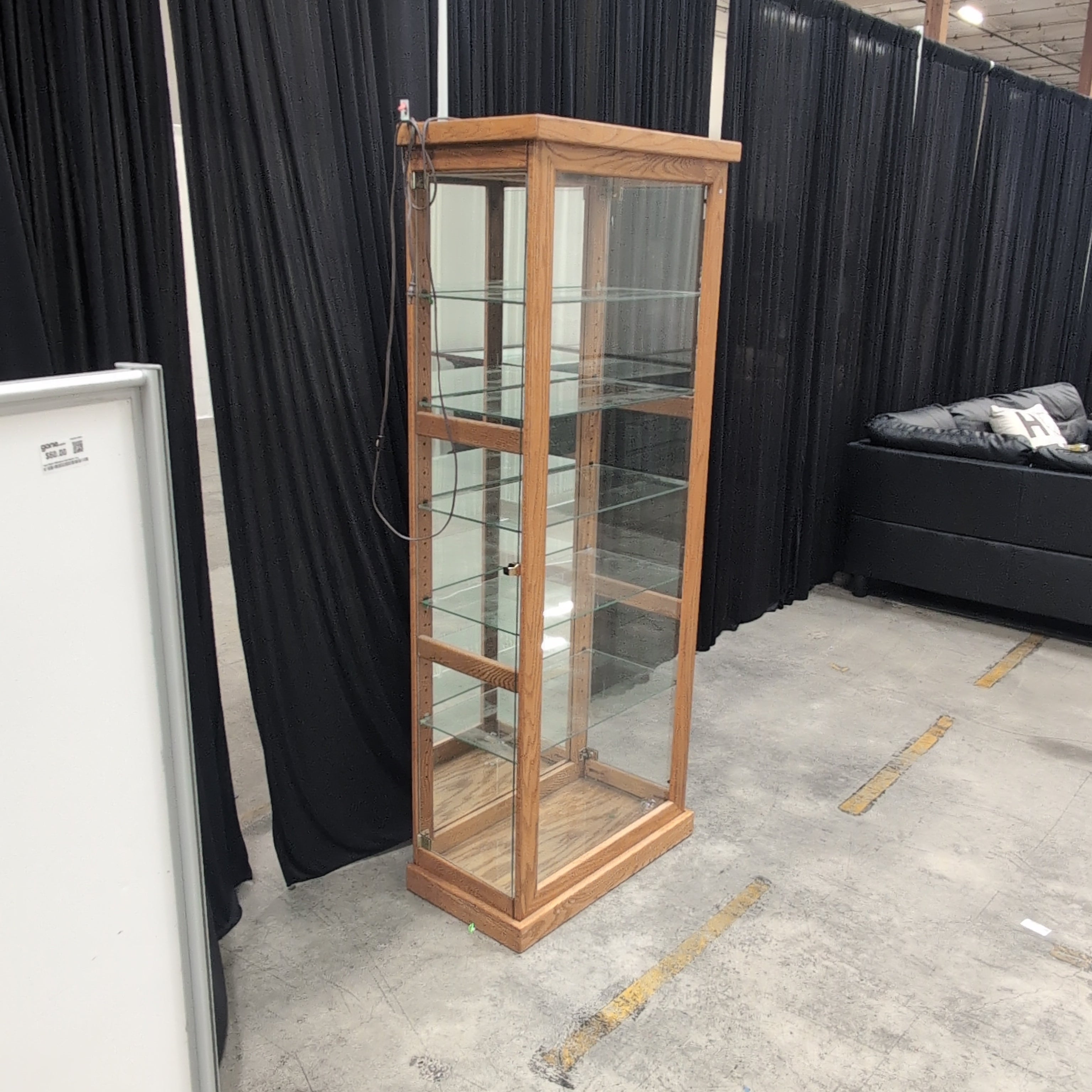 Natural Wood Display China Cabinet with Glass Shelves