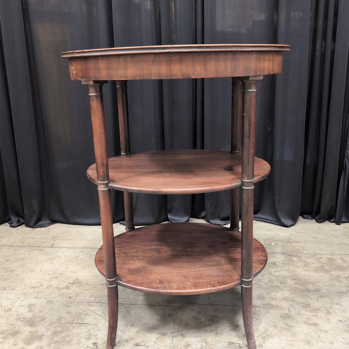 Dark Brown Three-Tiered Wood End Table