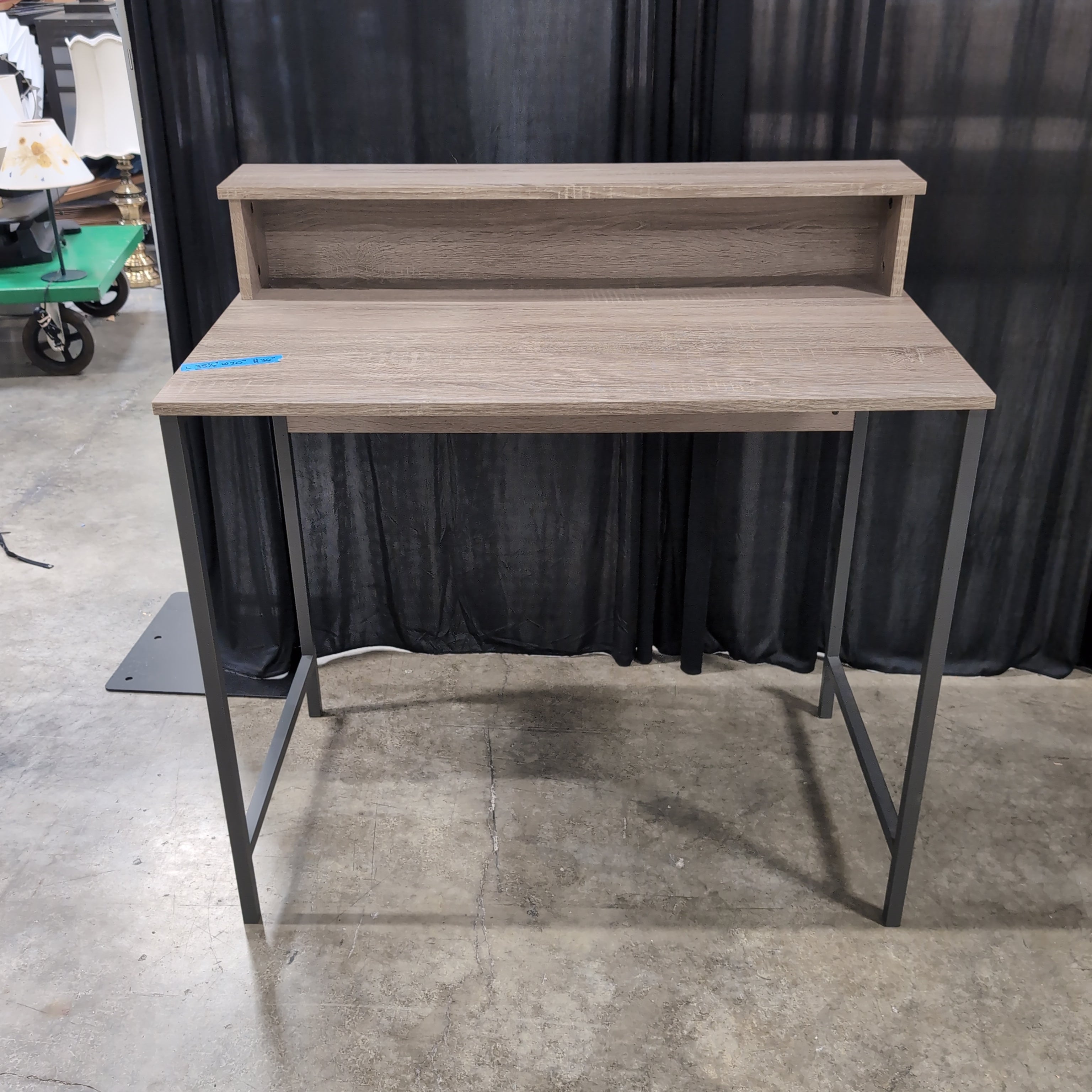 Modern Gray Wood-Look Desk with Hutch