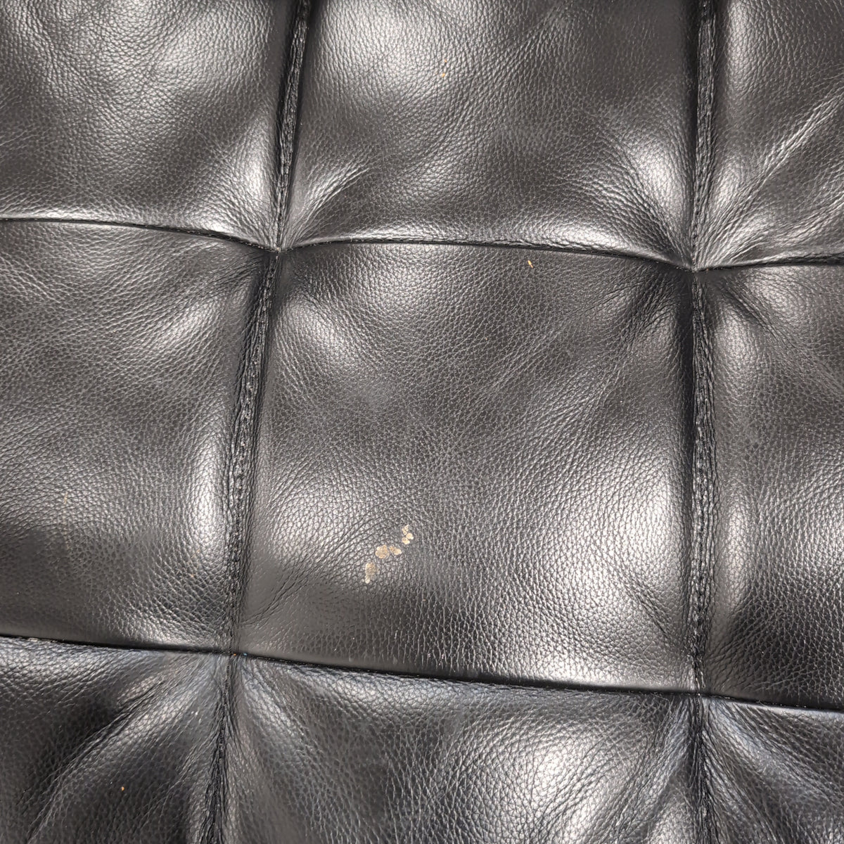 IKEA Tufted Black Leather Couch with Metal Legs