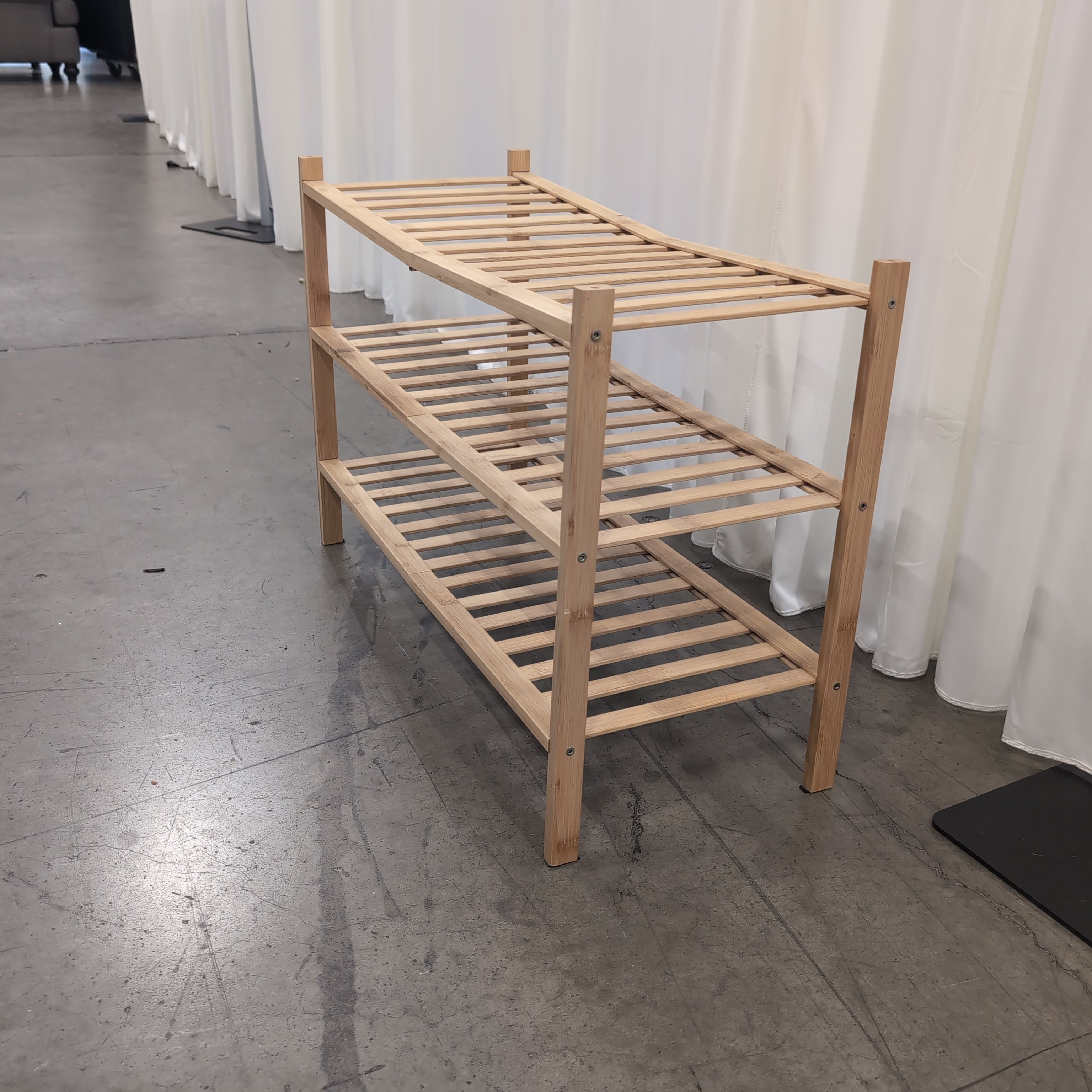 Three-Tier Slatted Storage Shoe Rack in Bamboo