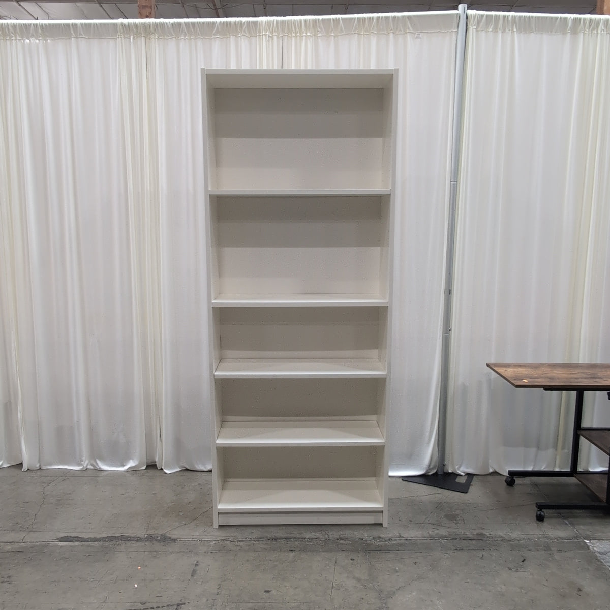 Tall White Six-Shelf Bookcase with Adjustable Shelves
